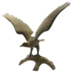 Vintage "American Bald Eagle Upon Landing" Brass Sculpture, circa 1960s