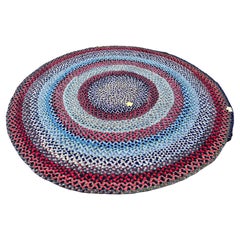 Rug tressé vintage américain Berks County Folk Art - RR5200  SOLDES DE MOITIÉ