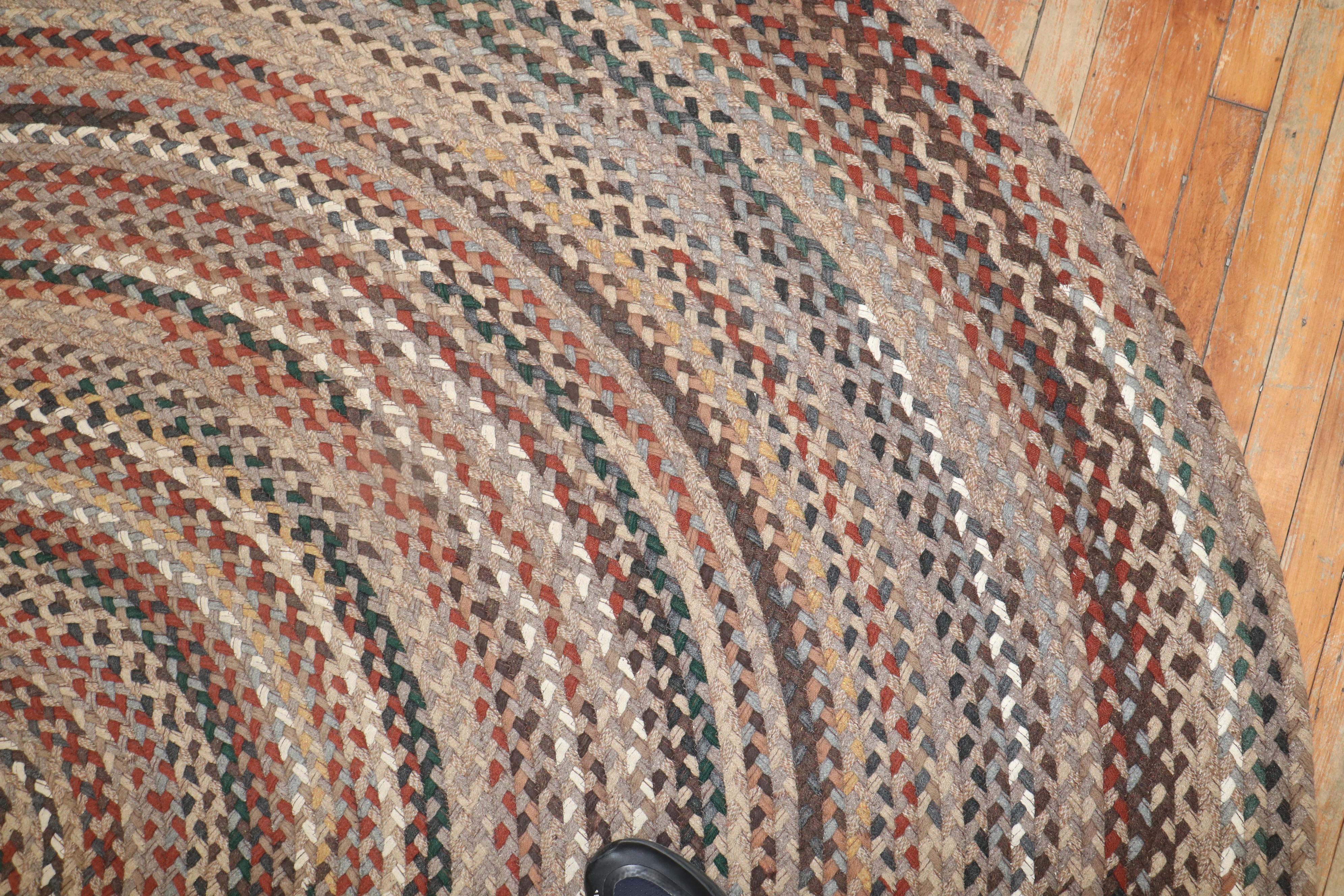Folk Art Vintage American Braid Carpet For Sale