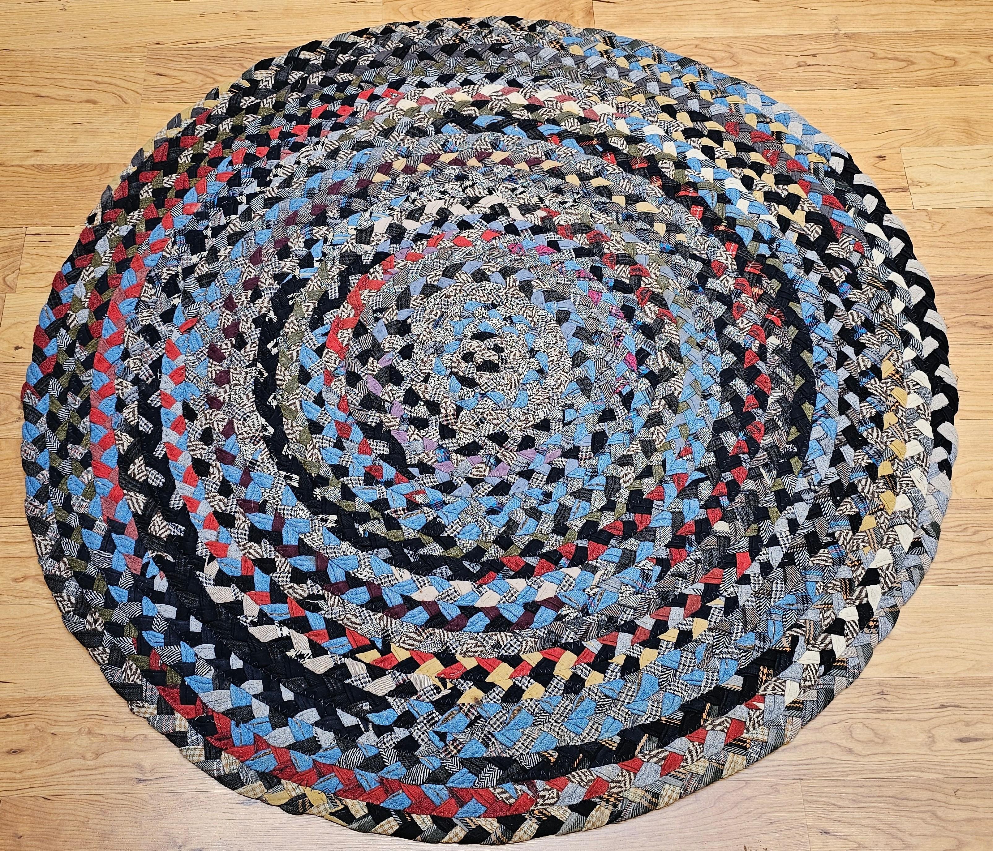 Vintage American Braided Round Rug For Sale 8