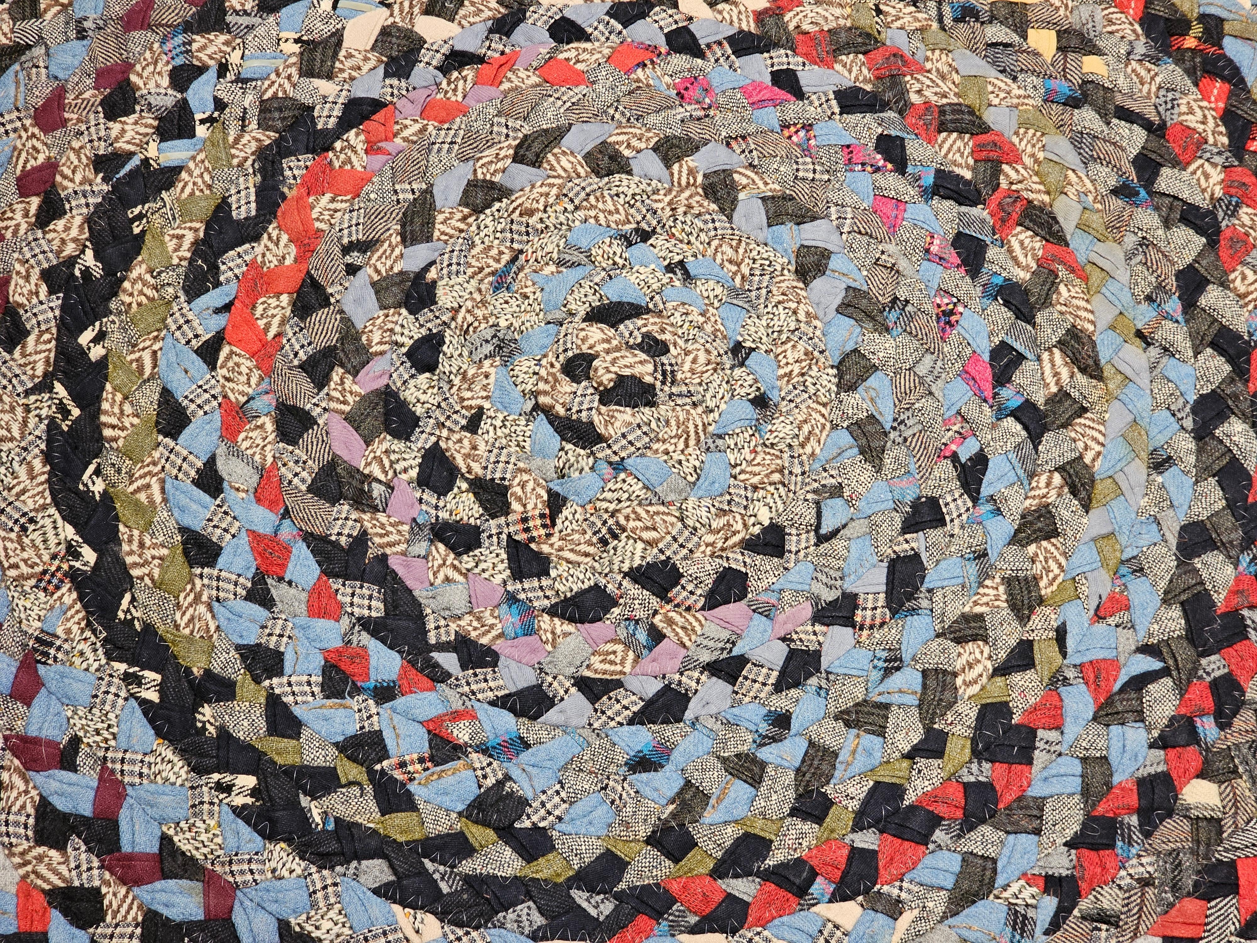 Vintage American Braided Round Rug For Sale 3