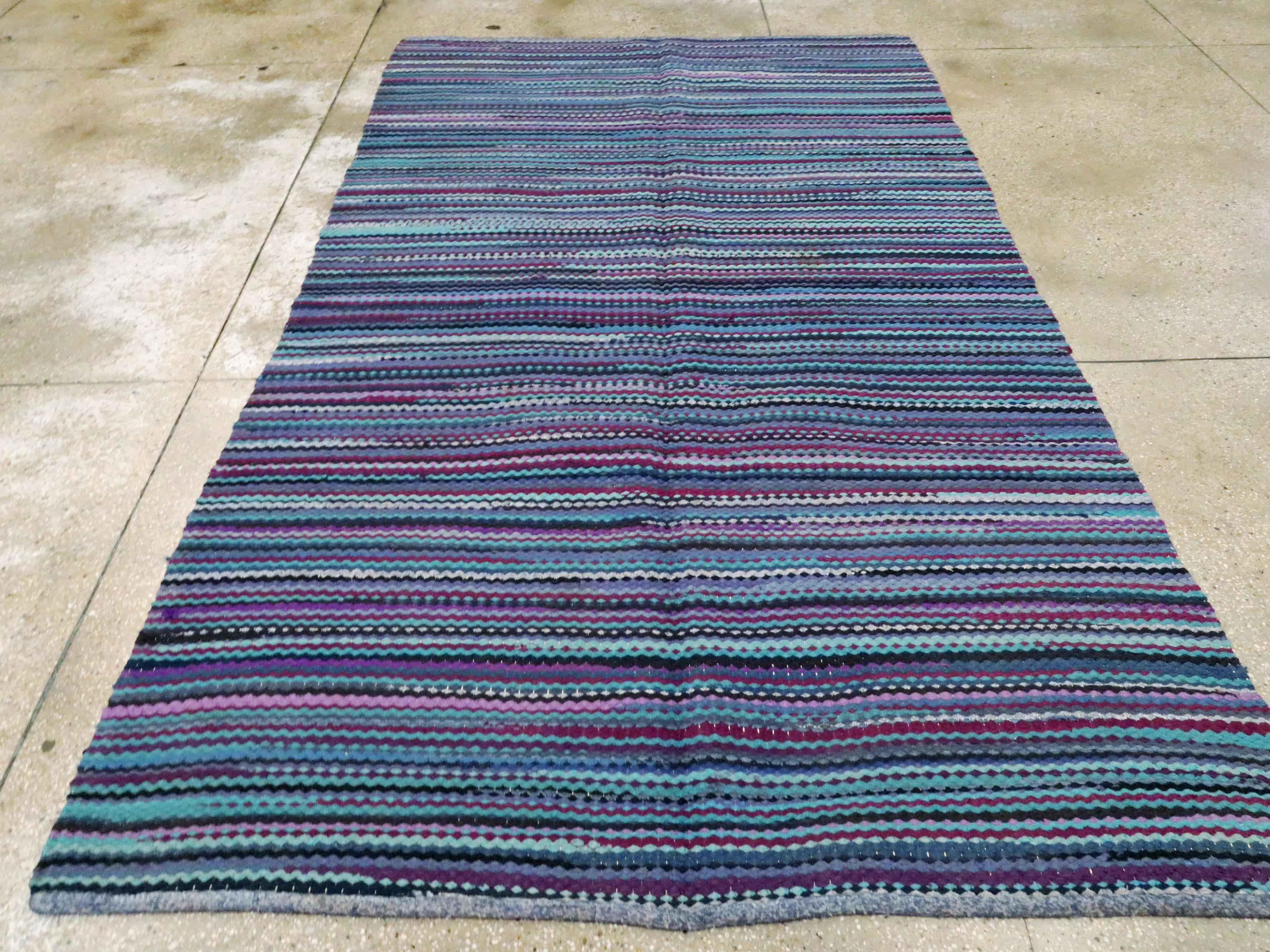 Alfombra trenzada americana vintage siglo XX en venta