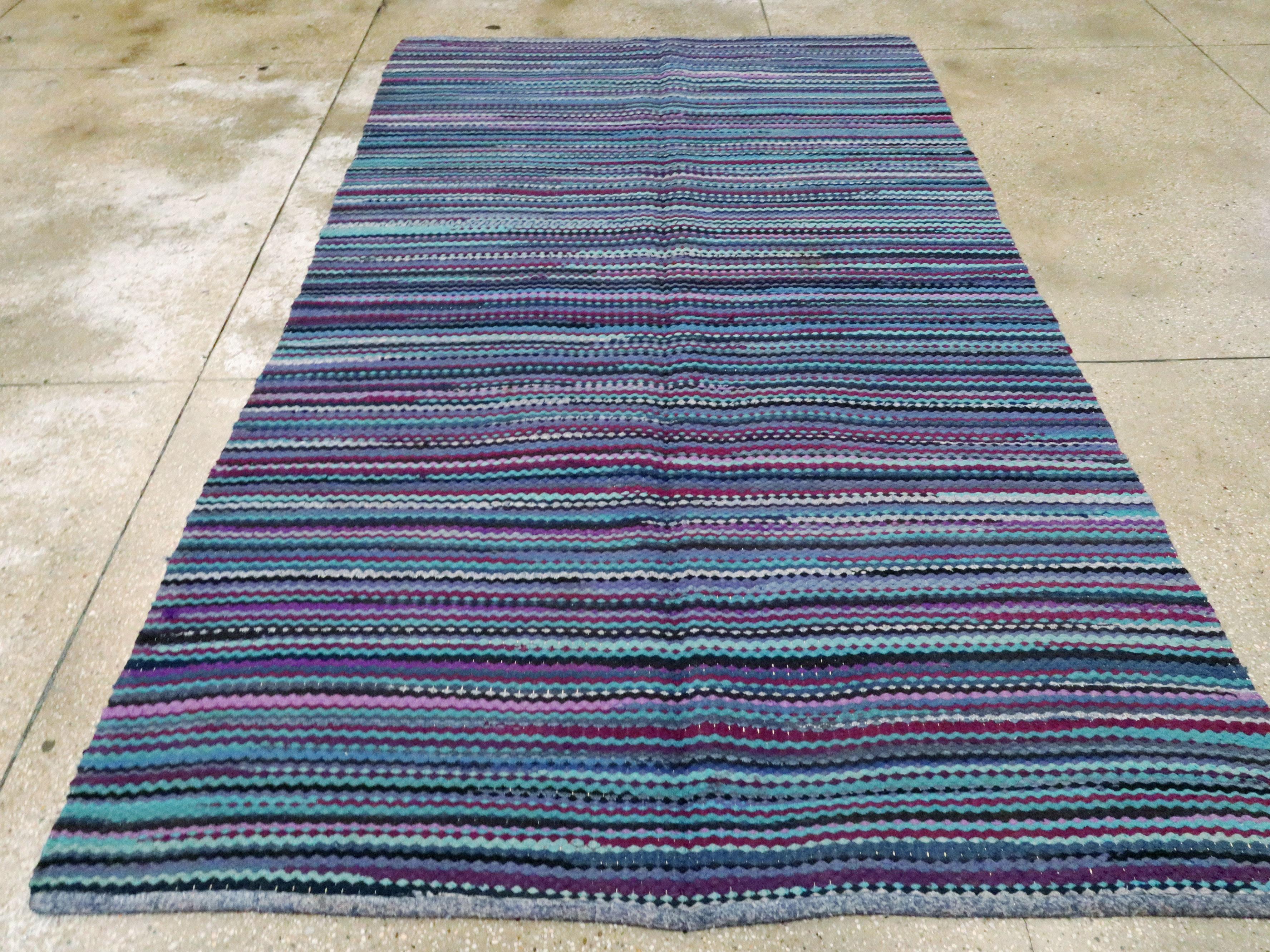 Wool Vintage American Braided Rug For Sale