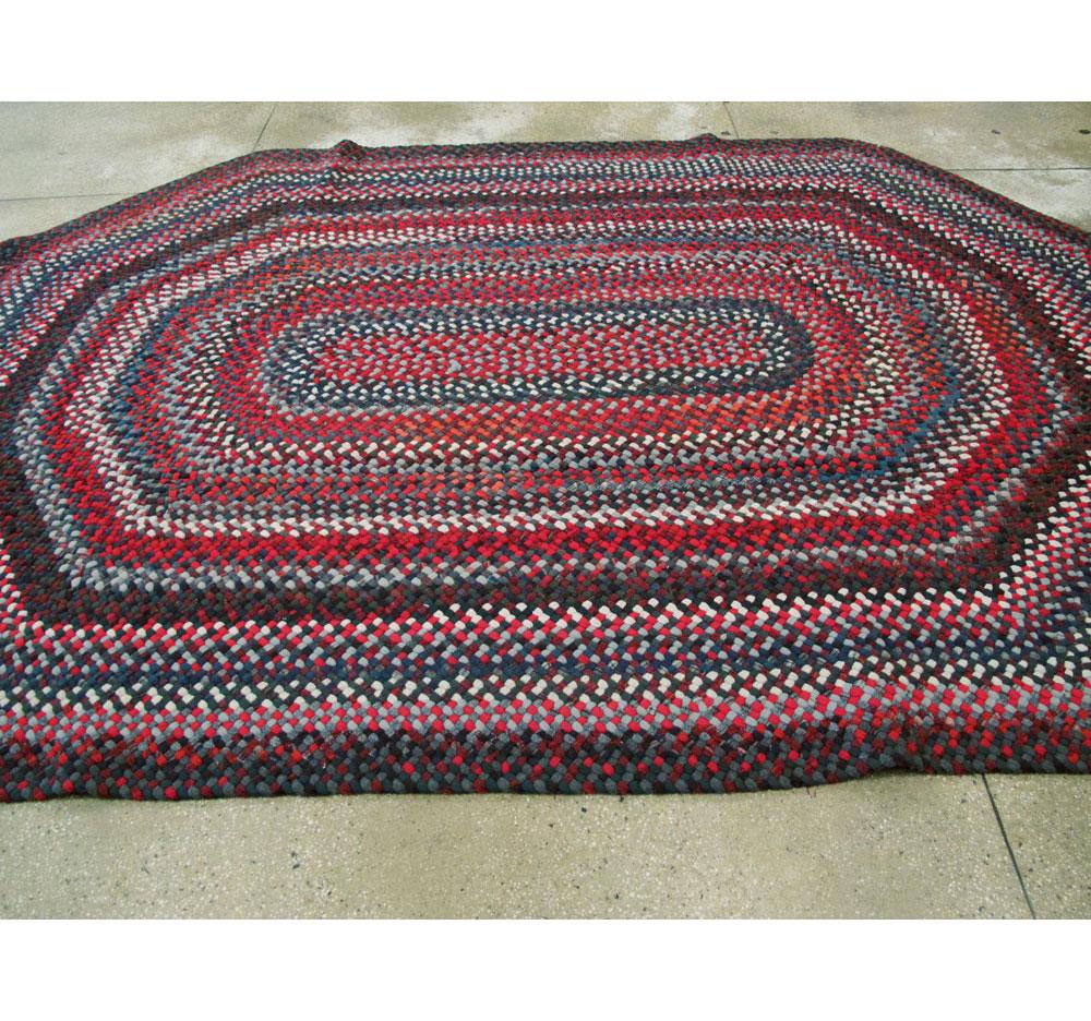 20th Century Vintage American Braided Rug For Sale