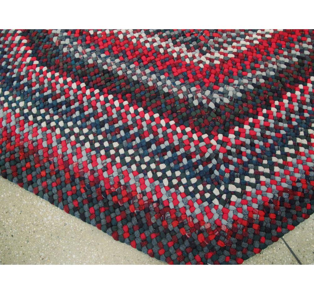 Wool Vintage American Braided Rug For Sale