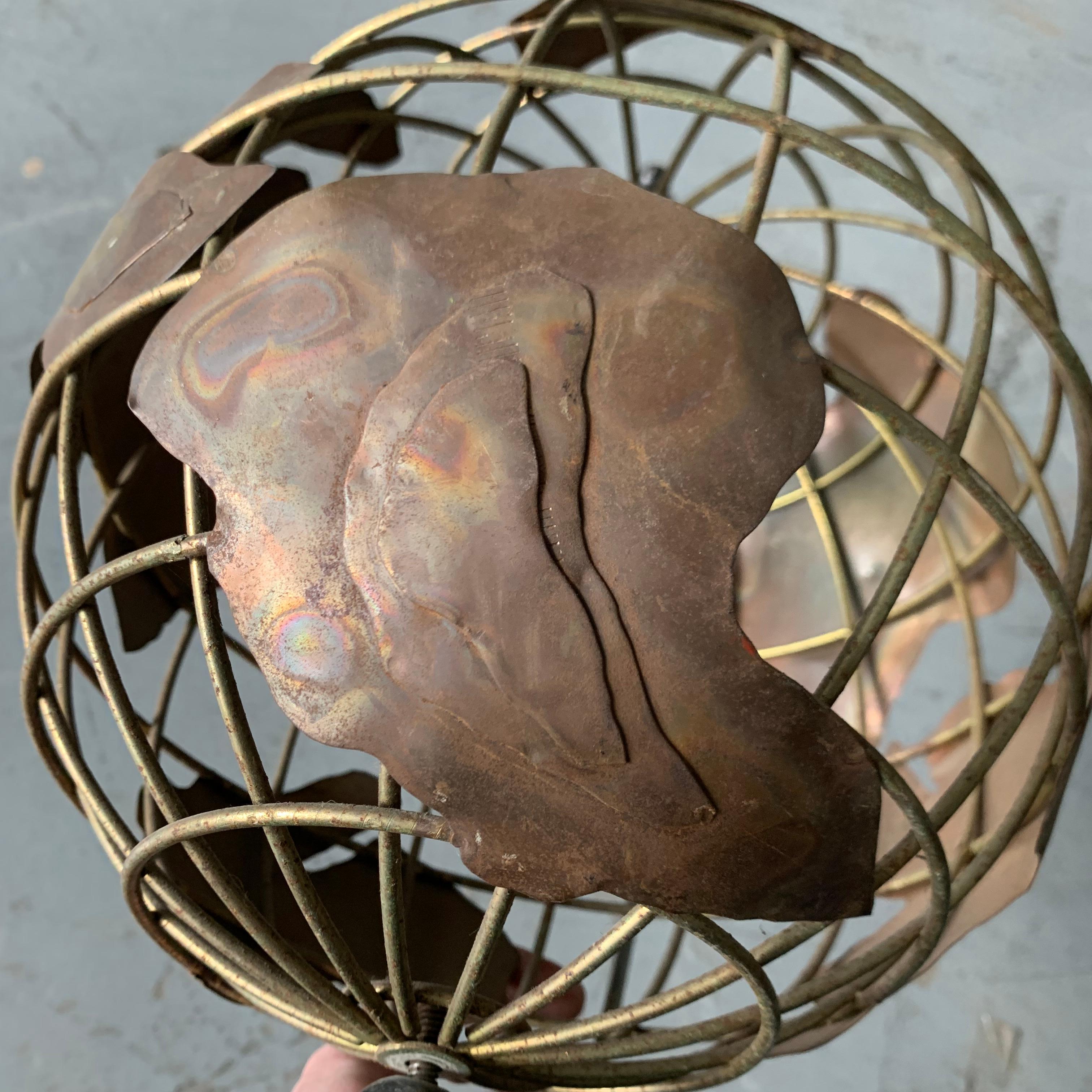 Vintage American Brass and Iron Table Globe 4