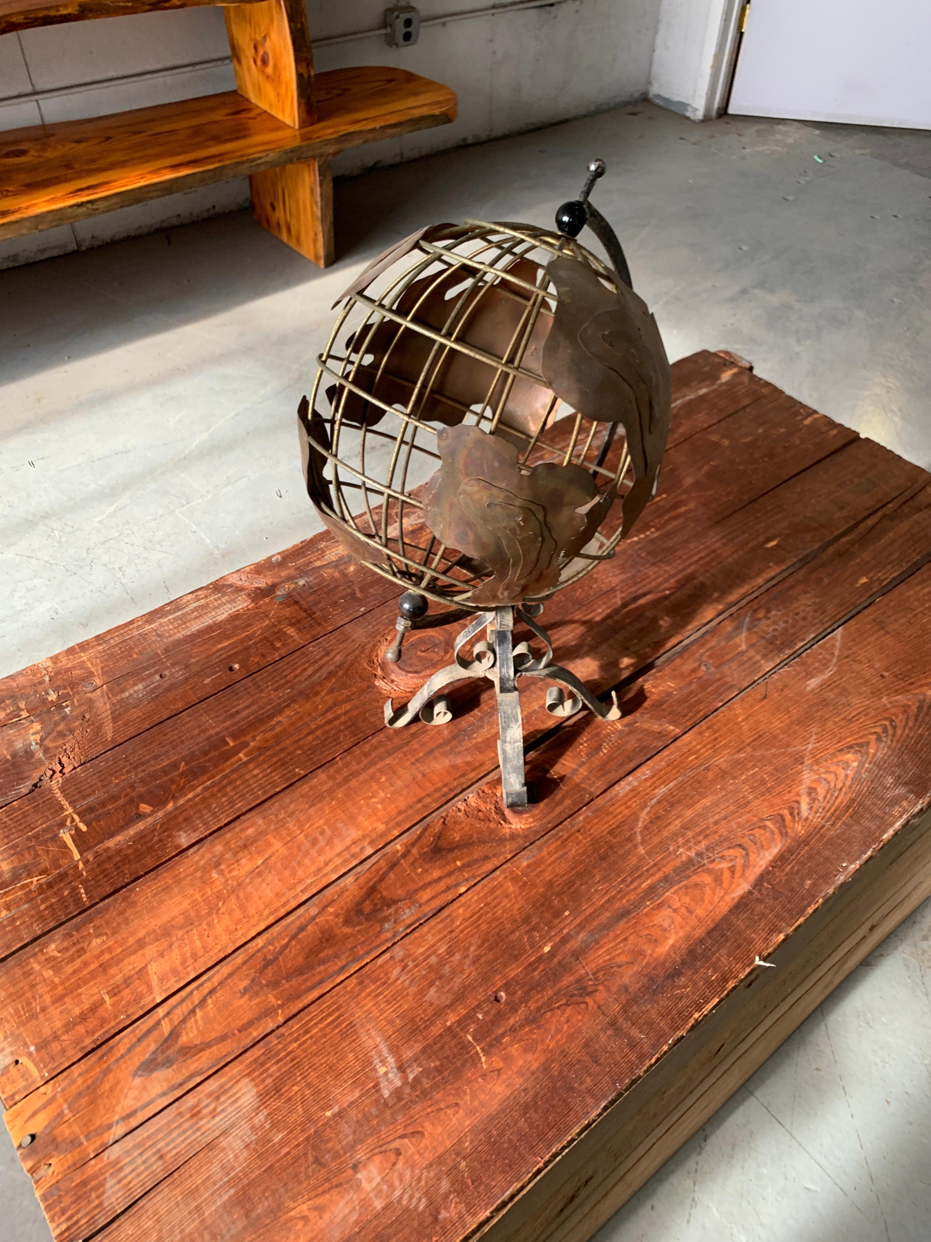 Vintage American Brass and Iron Table Globe 10