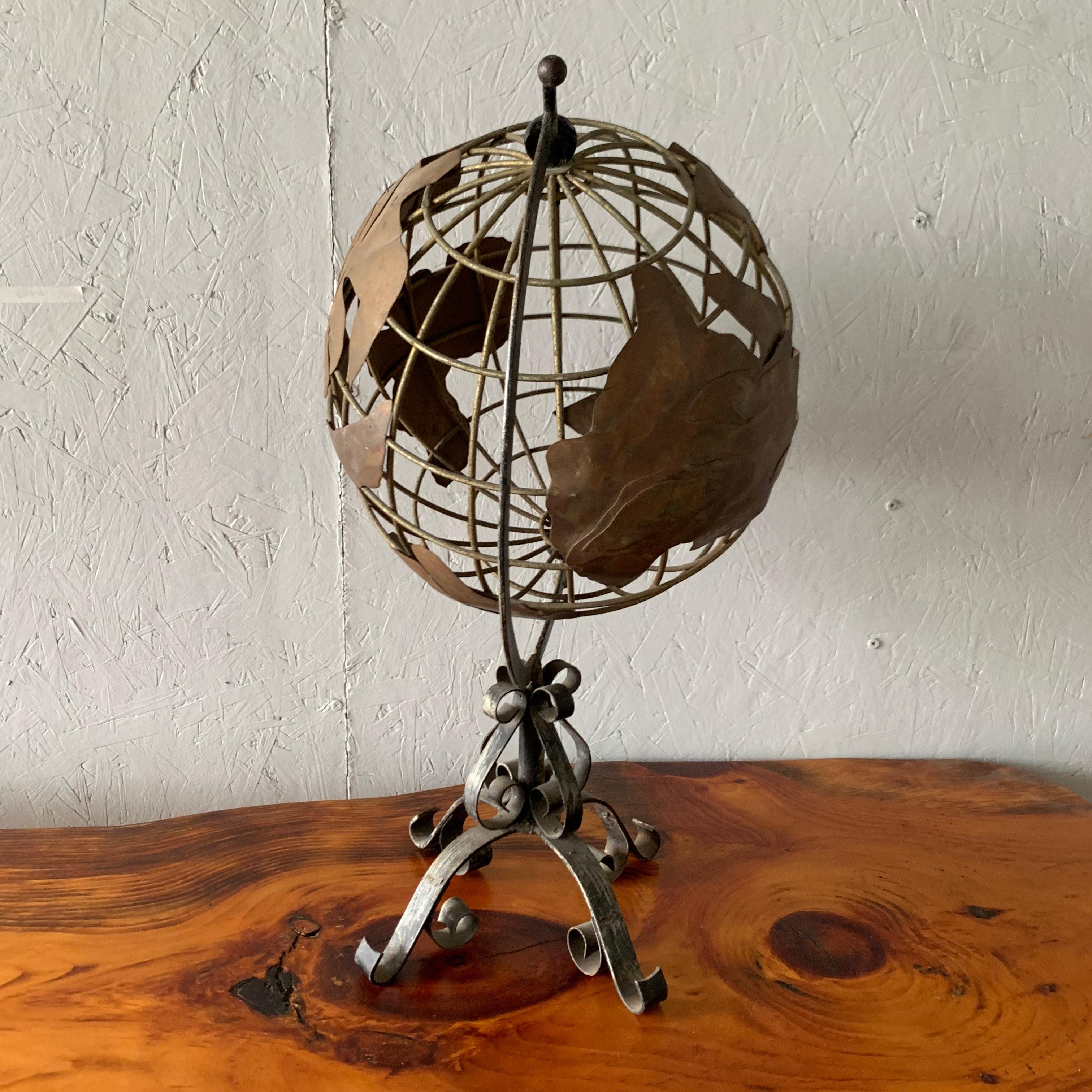 Industrial Vintage American Brass and Iron Table Globe