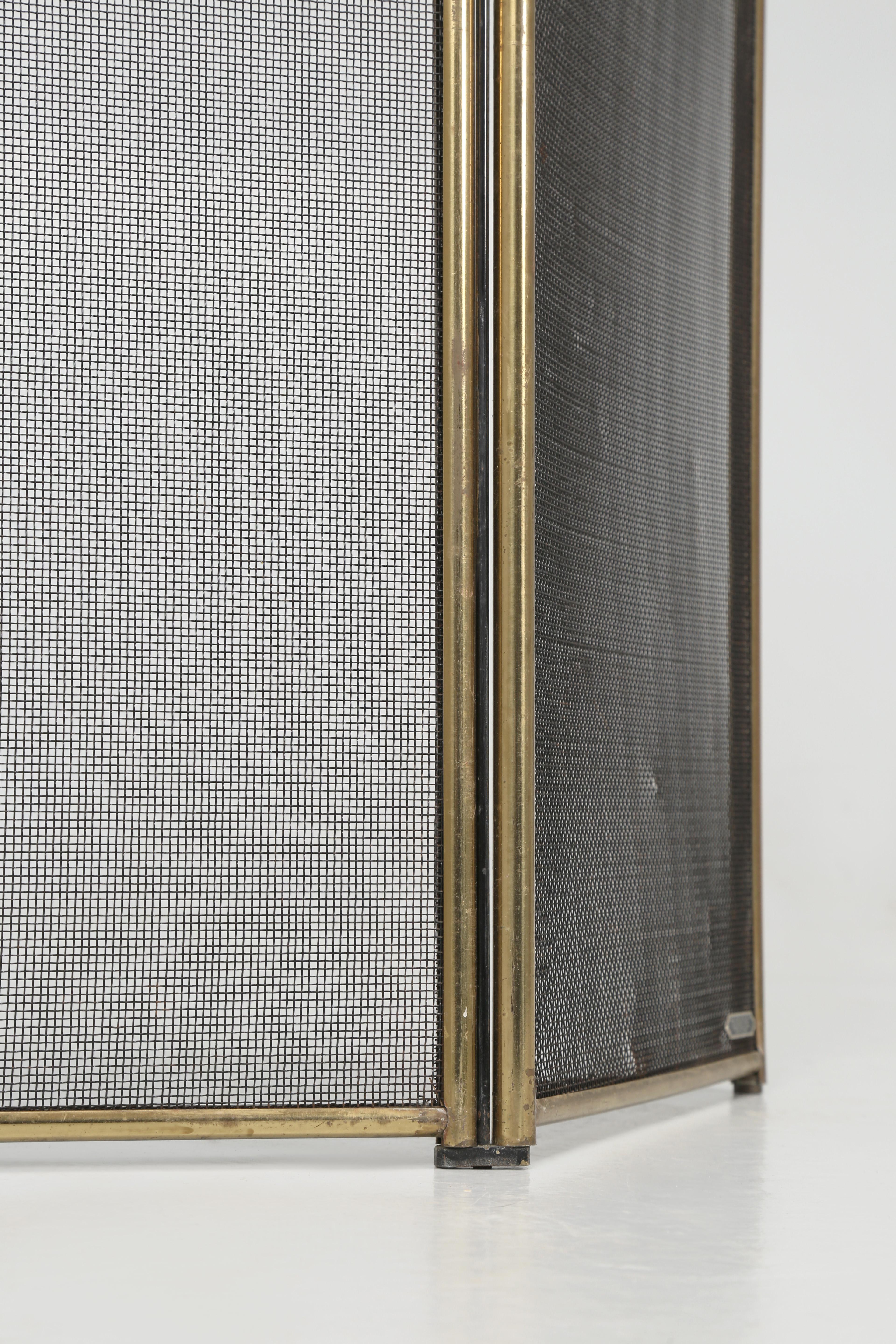 Vintage American Brass Fireplace 4-Panel Folding Fireplace Screen 2