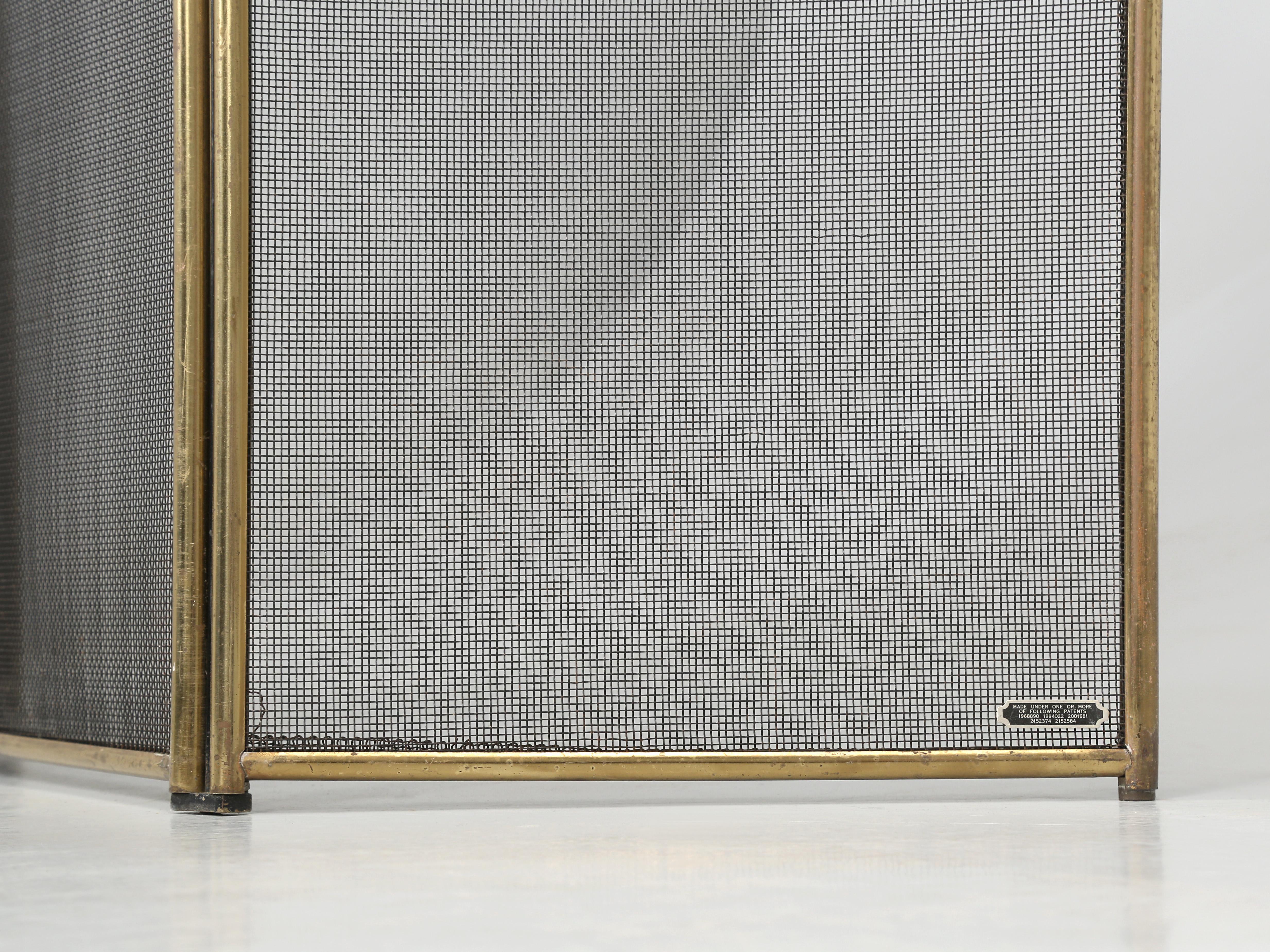 Mid-20th Century Vintage American Brass Fireplace 4-Panel Folding Fireplace Screen