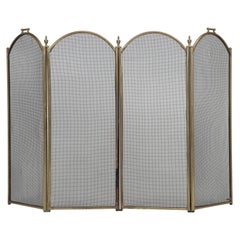 Vintage American Brass Fireplace 4-Panel Folding Fireplace Screen