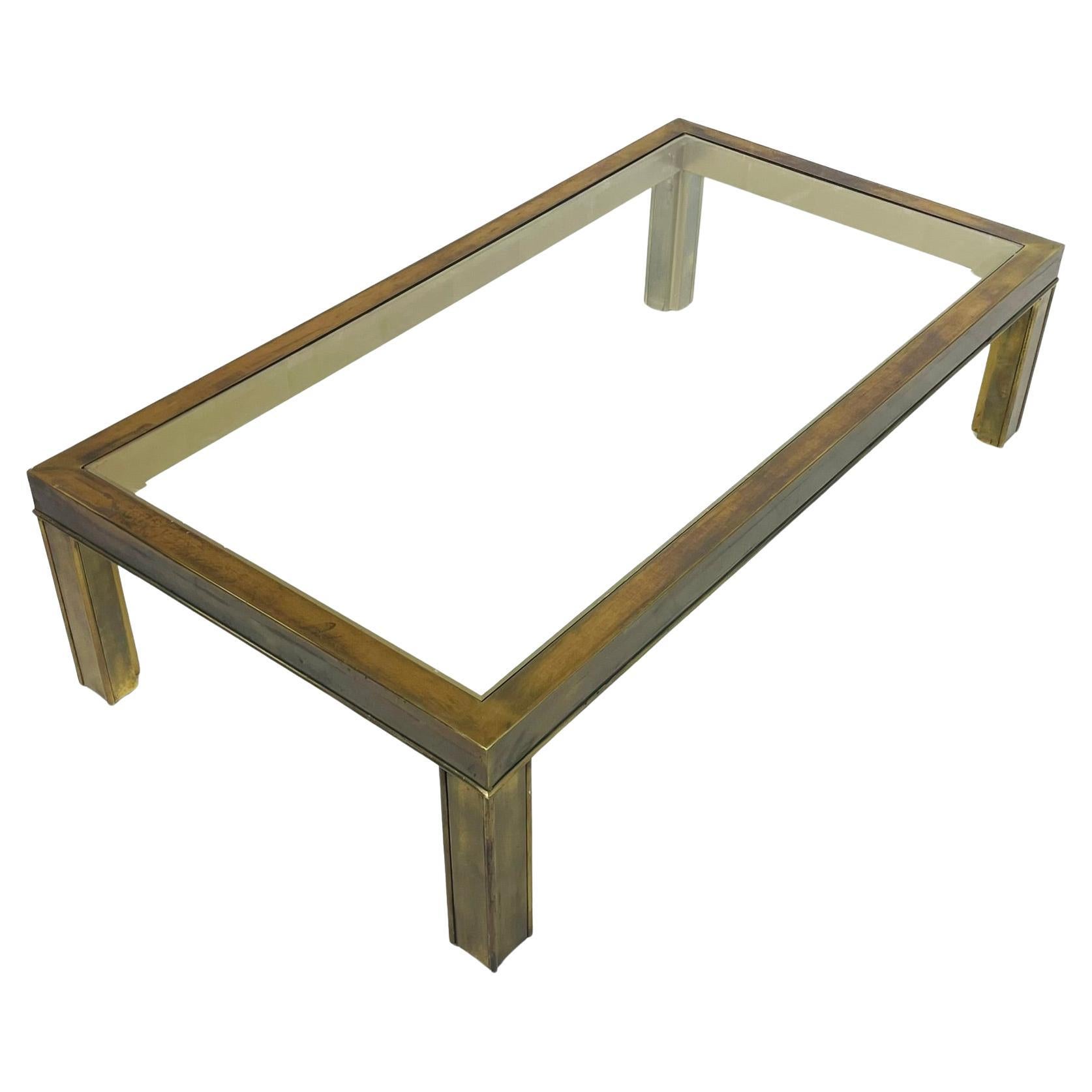 Vintage American Brass & Glass Coffee Table Attributed to Mastercraft