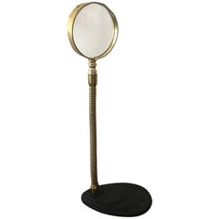 Vintage American Brass Gooseneck Magnifying Glass, circa 20th Century