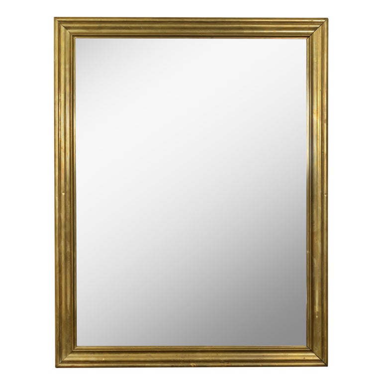 Vintage American Brass Large Rectangular Mirror at 1stDibs