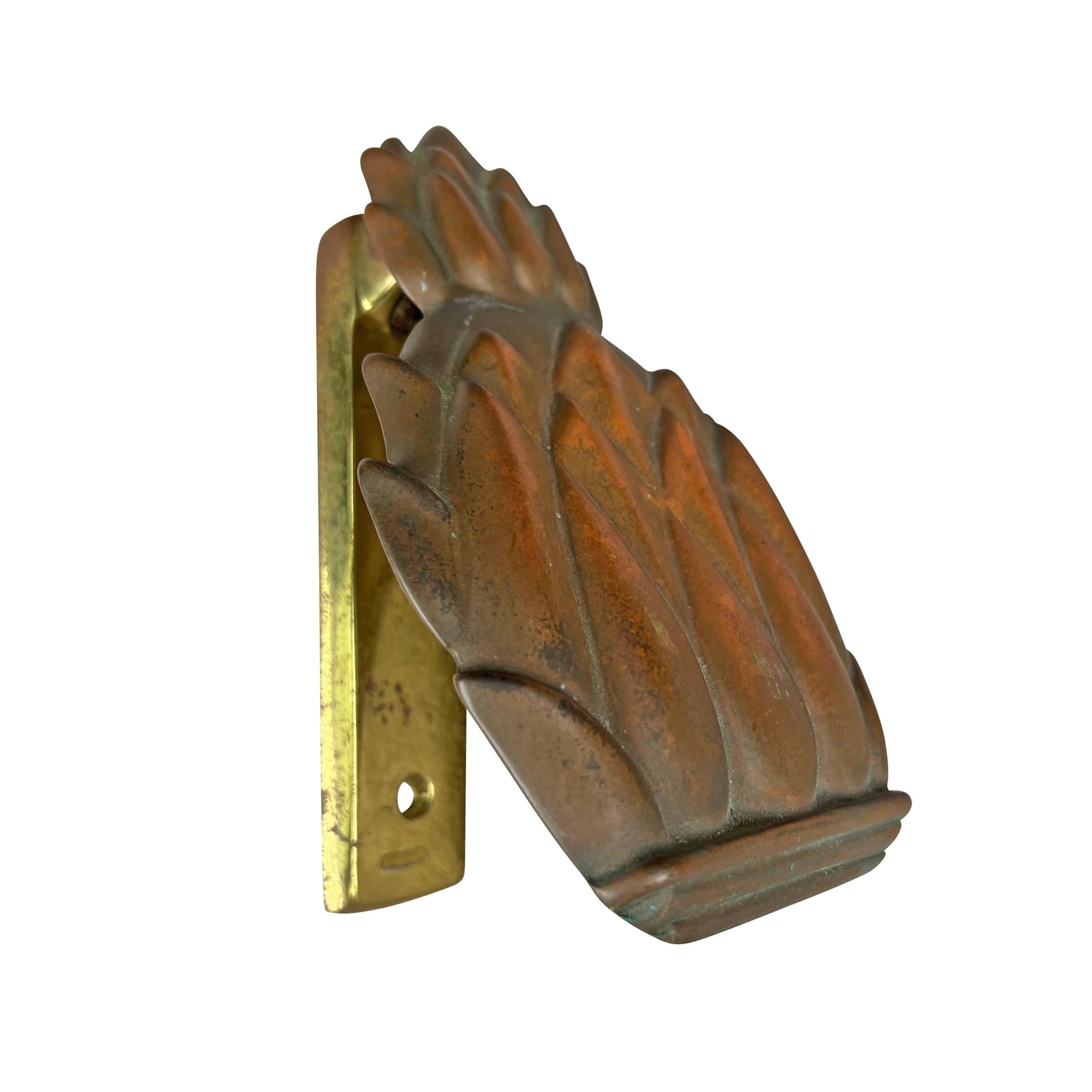 Vintage American Brass Pineapple Door Knocker For Sale 1