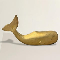 Vintage American Brass Sperm Whale Doorstop