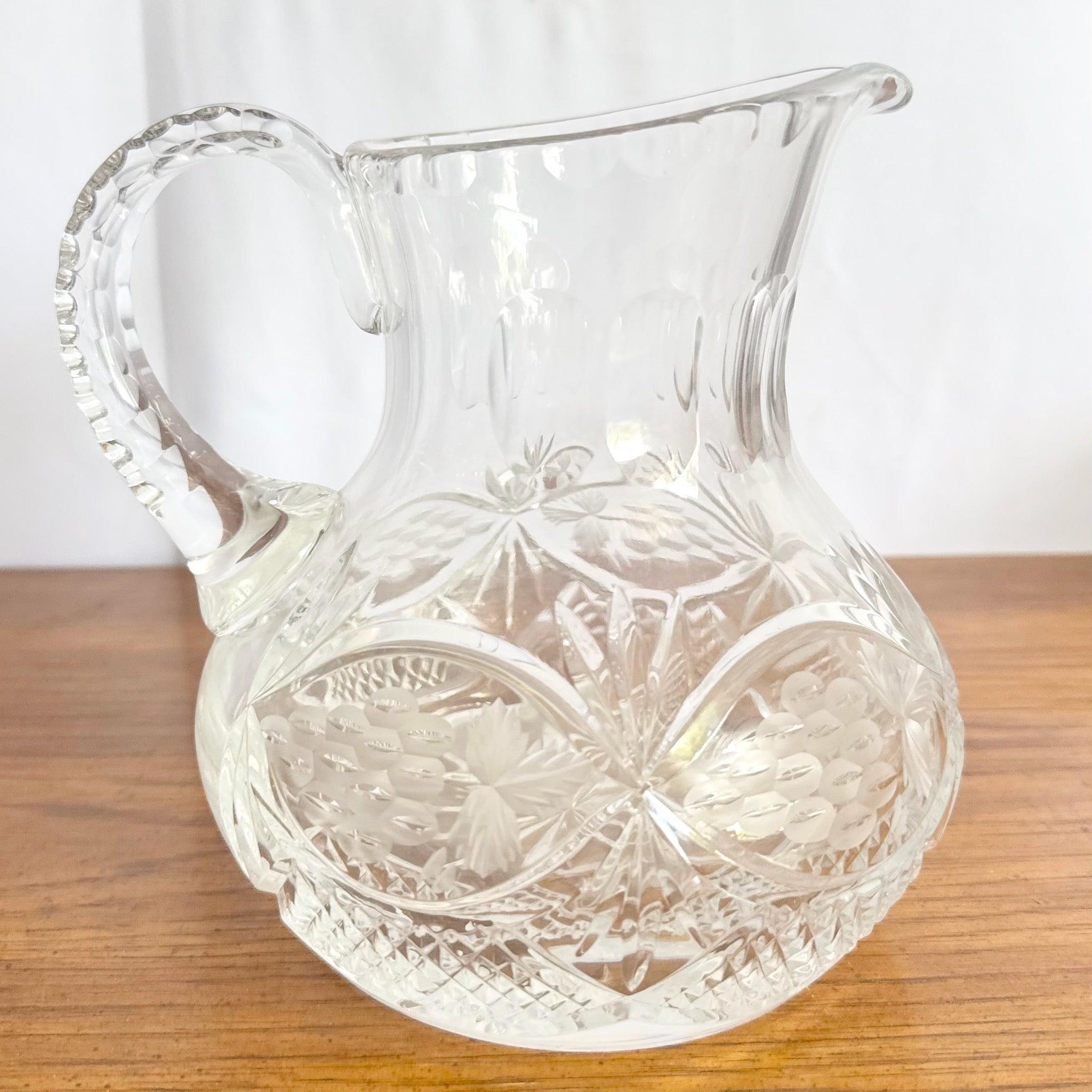 Vintage American Brilliant Period Cut Crystal Pitcher For Sale 1