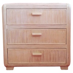 Vintage American cane chest of drawers with rattan top, 1970s