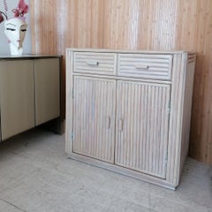 Vintage American cane & rattan cabinet, in original blonde finish, 1970s