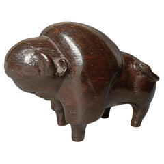 Art populaire américain vintage en bois sculpté  Bison  Antiquités décoratives Décor