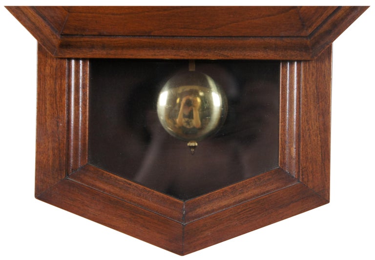 Vintage American Cherry Octagon School House Short Drop Wall Clock West ...