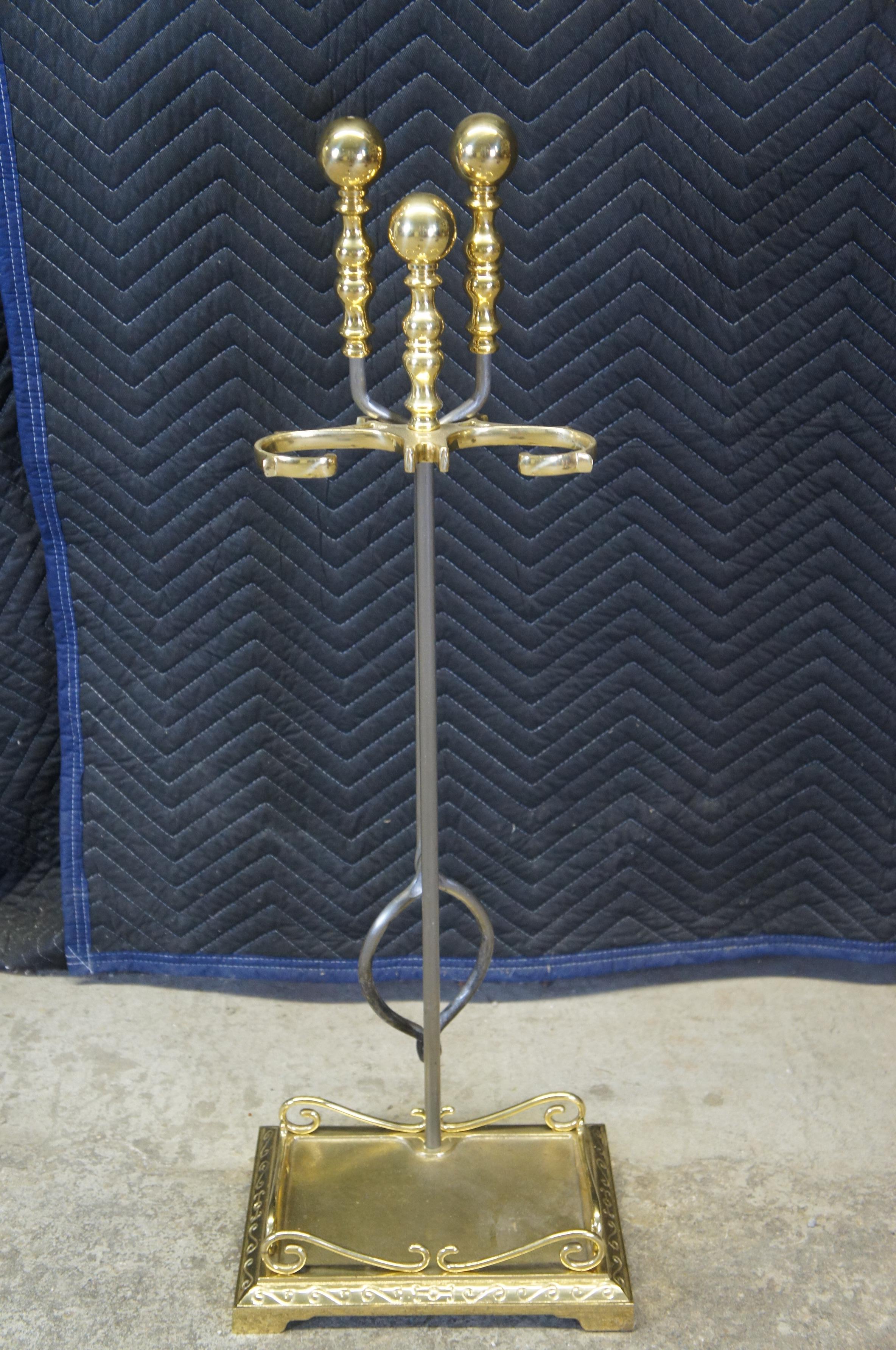 brushed brass fireplace tools
