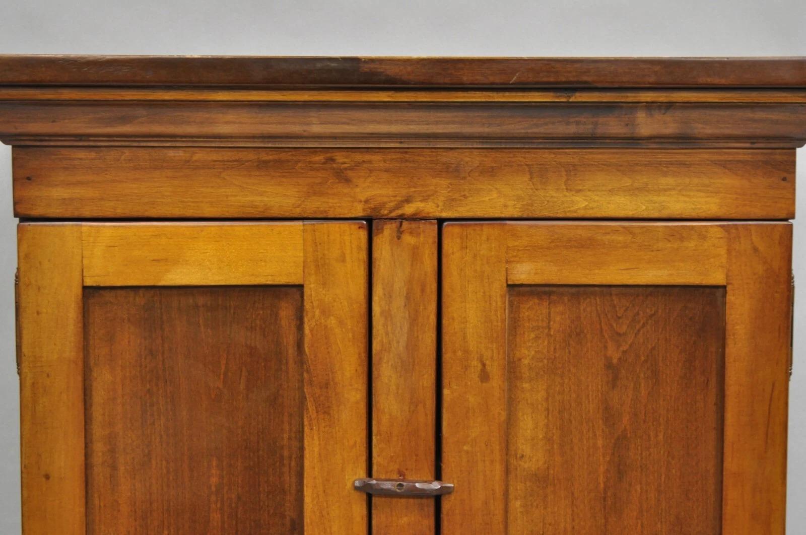 Unknown Vintage American Colonial Style Cherry Wood Wall Hanging Hutch Kitchen Cupboard