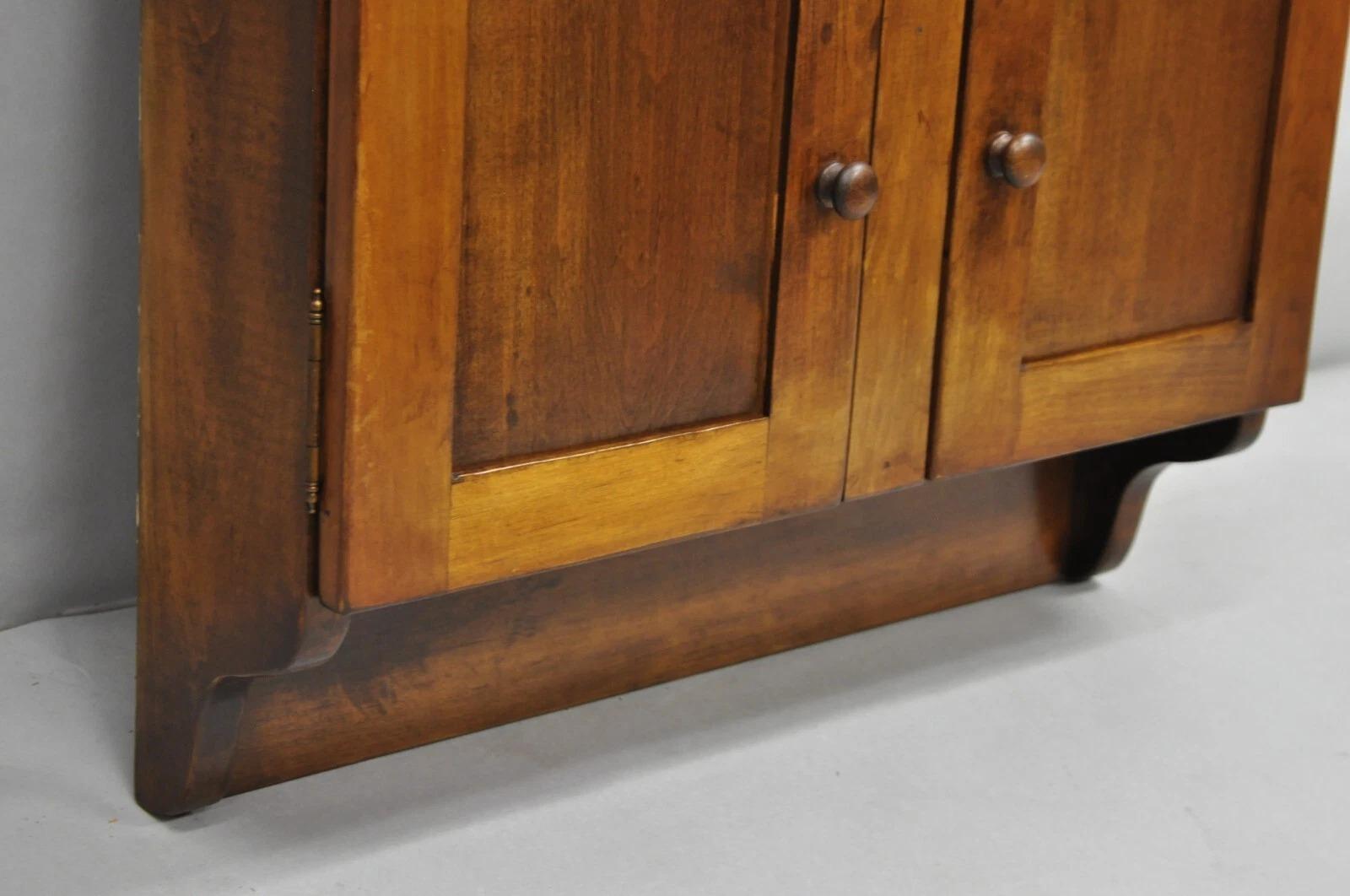 Vintage American Colonial Style Cherry Wood Wall Hanging Hutch Kitchen Cupboard 1