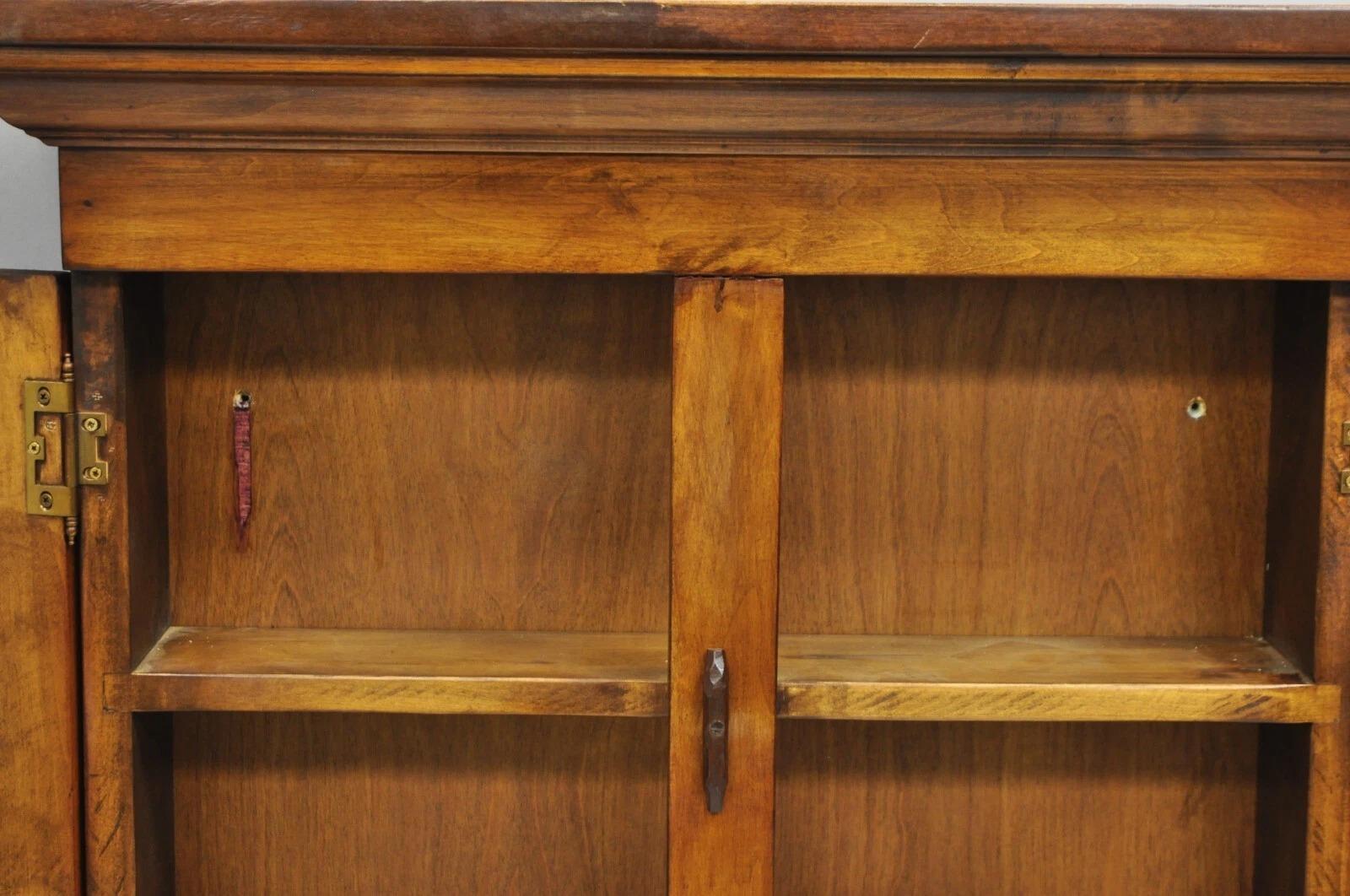 Vintage American Colonial Style Cherry Wood Wall Hanging Hutch Kitchen Cupboard 3