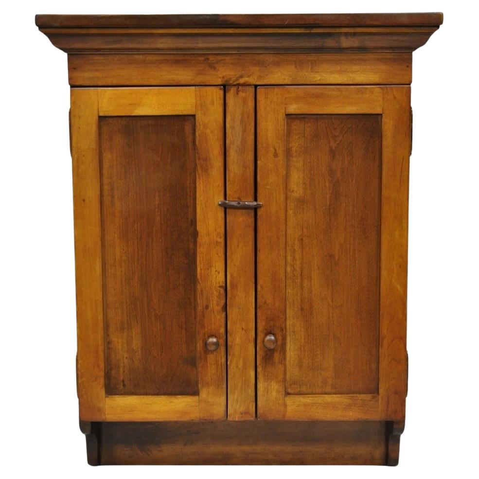 Vintage American Colonial Style Cherry Wood Wall Hanging Hutch Kitchen Cupboard