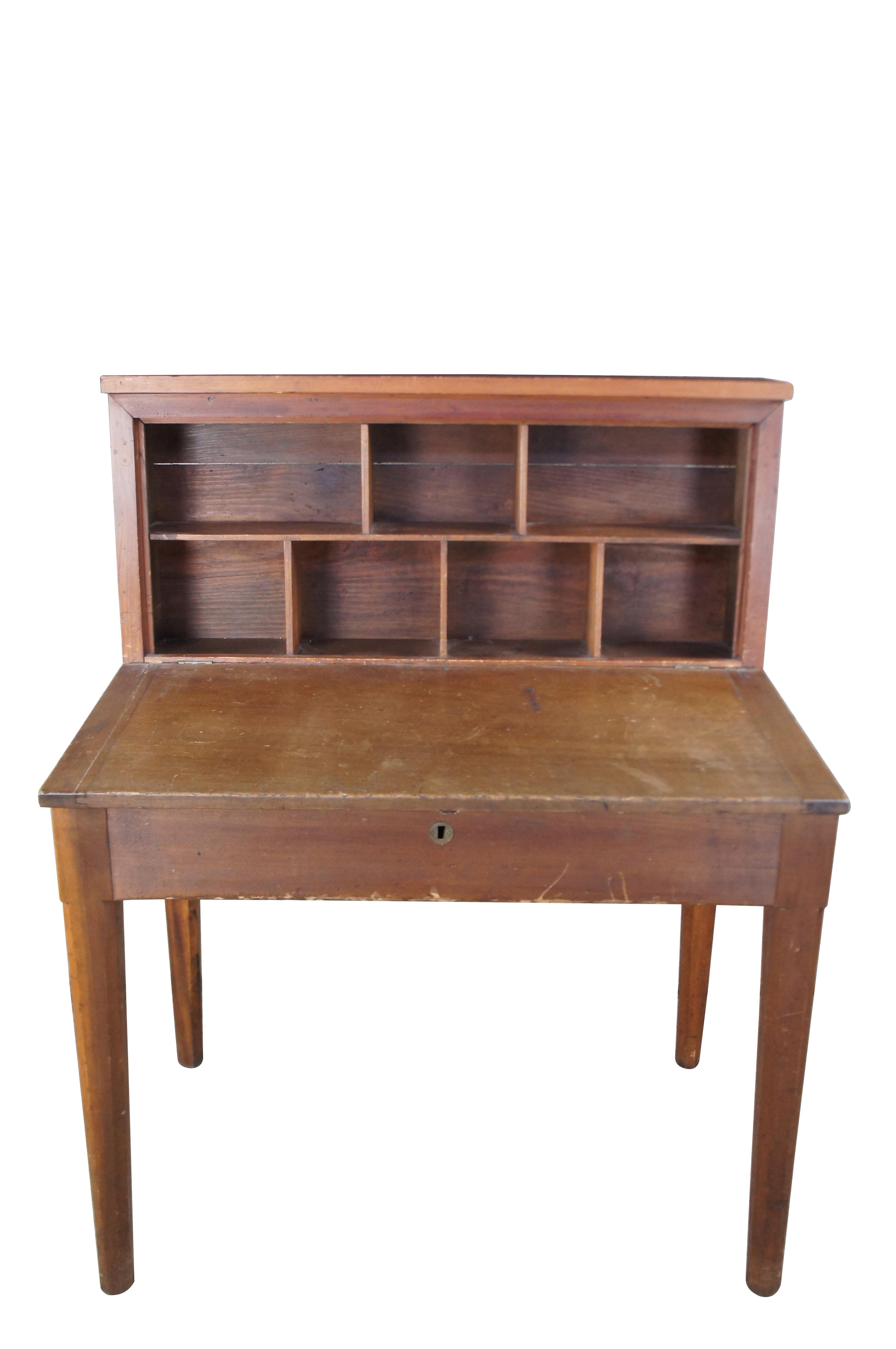 American Country Benchmade Pine Clerks Secretary Writing Desk Bookcase In Fair Condition For Sale In Dayton, OH