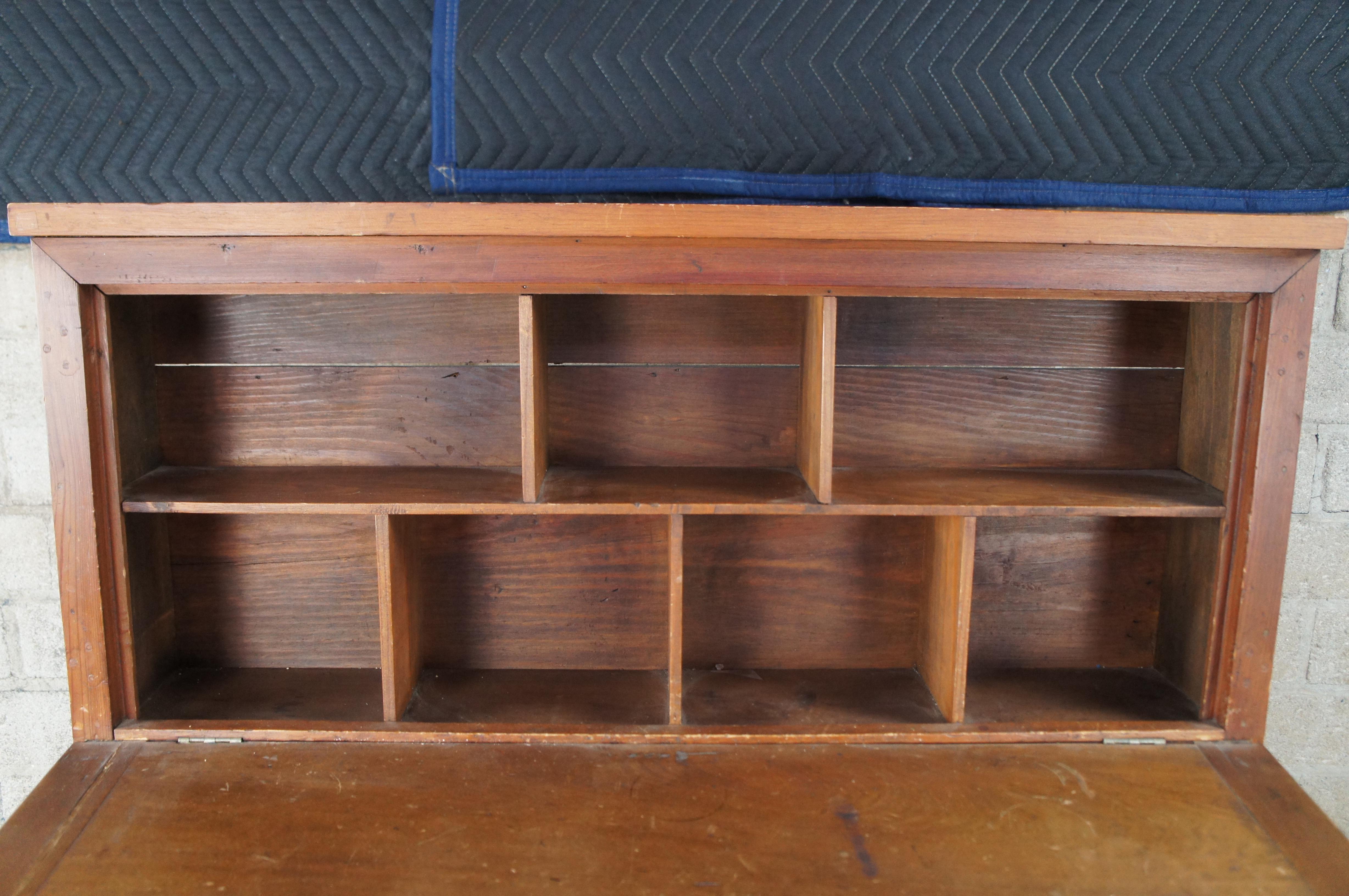 20th Century American Country Benchmade Pine Clerks Secretary Writing Desk Bookcase For Sale