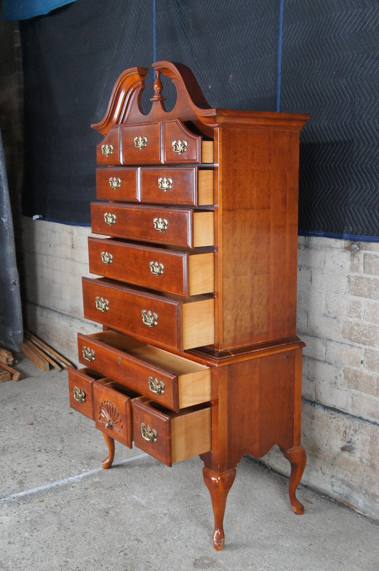 Vintage American Drew Cherry Queen Anne Highboy Tallboy Chest on Chest  Dresser at 1stDibs | american drew highboy, queen anne dresser for sale, american  drew highboy dresser