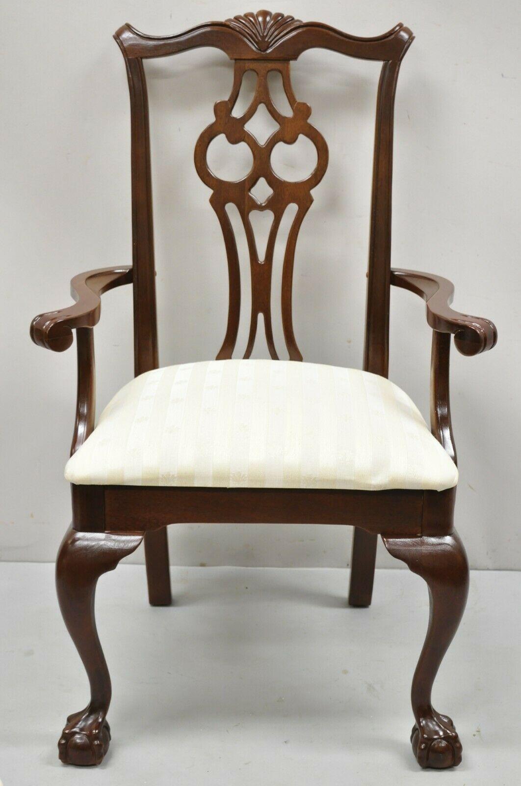 Vintage American Drew Cherry Wood Chippendale Style Dining Chairs, Set of 6 6