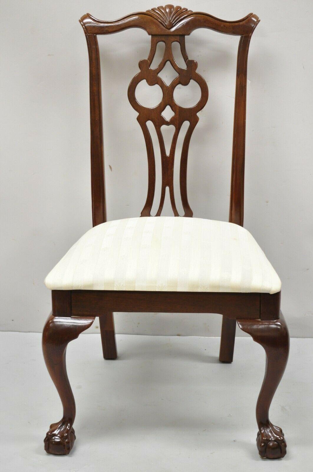 Vintage American Drew Cherry Wood Chippendale Style Dining Chairs, Set of 6 For Sale 8