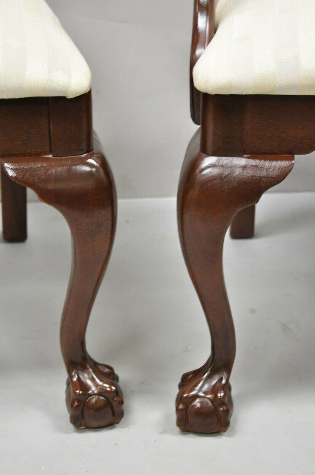 Late 20th Century Vintage American Drew Cherry Wood Chippendale Style Dining Chairs, Set of 6 For Sale
