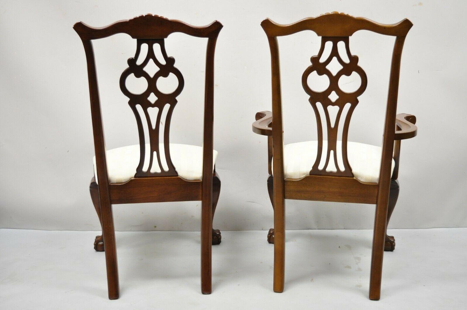 Vintage American Drew Cherry Wood Chippendale Style Dining Chairs, Set of 6 For Sale 4