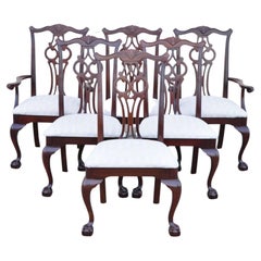 Used American Drew Cherry Wood Chippendale Style Dining Chairs, Set of 6