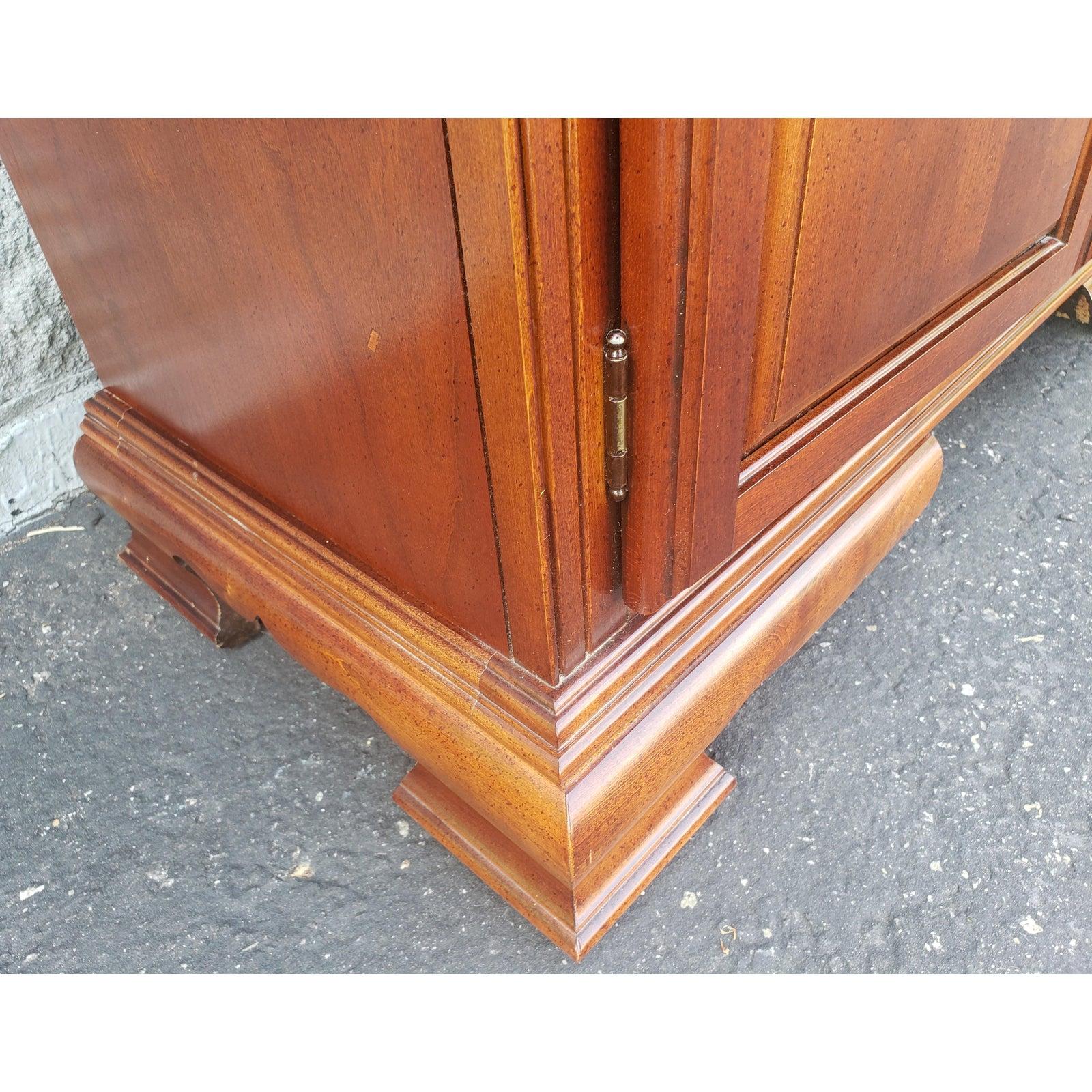 Brass Vintage American Drew Solid Cherry Flip Top Buffet For Sale