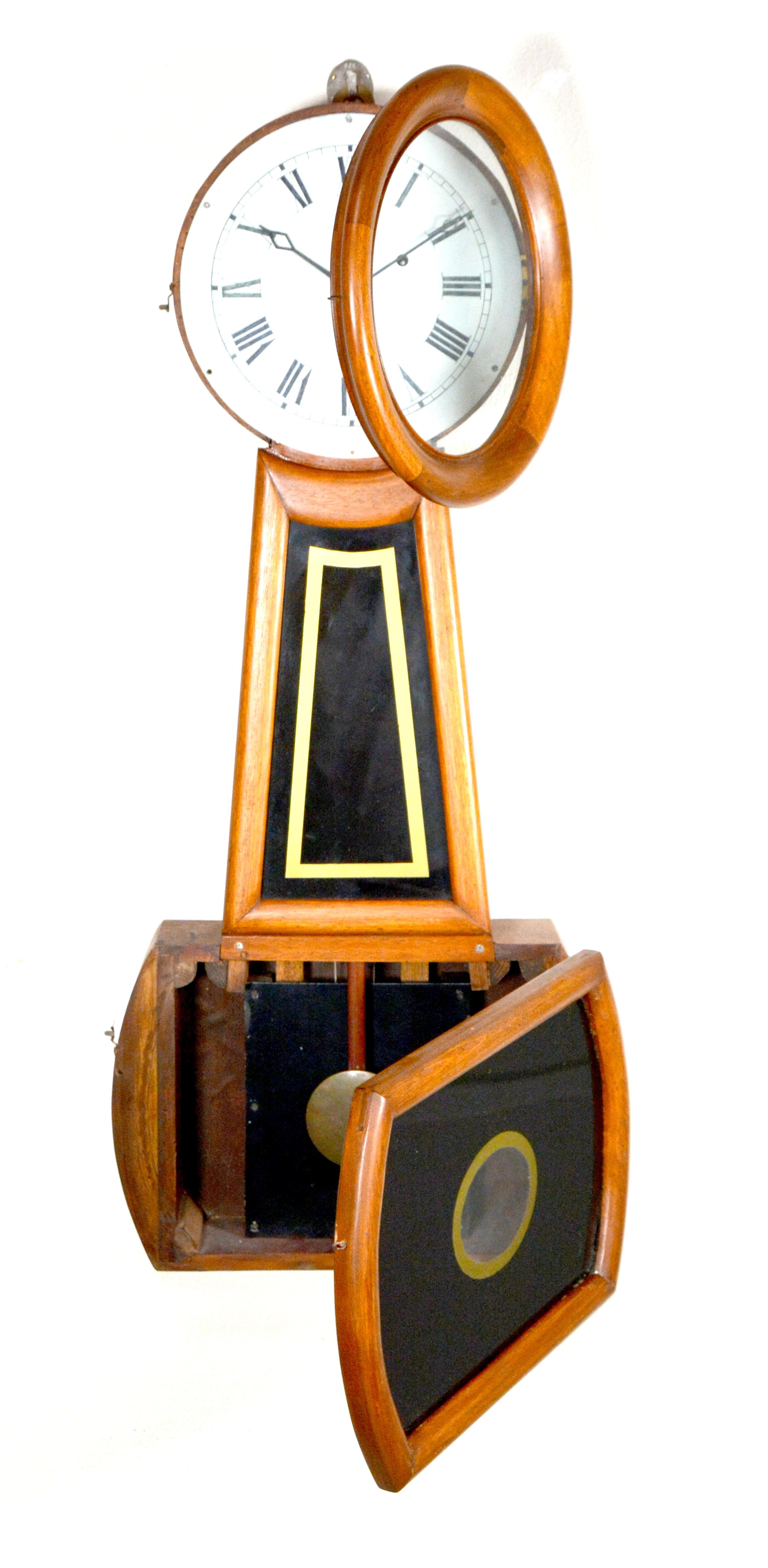 Horloge murale Banjo n° 4 de style américain E. Howard, à mouvement axé sur les poids en vente 5