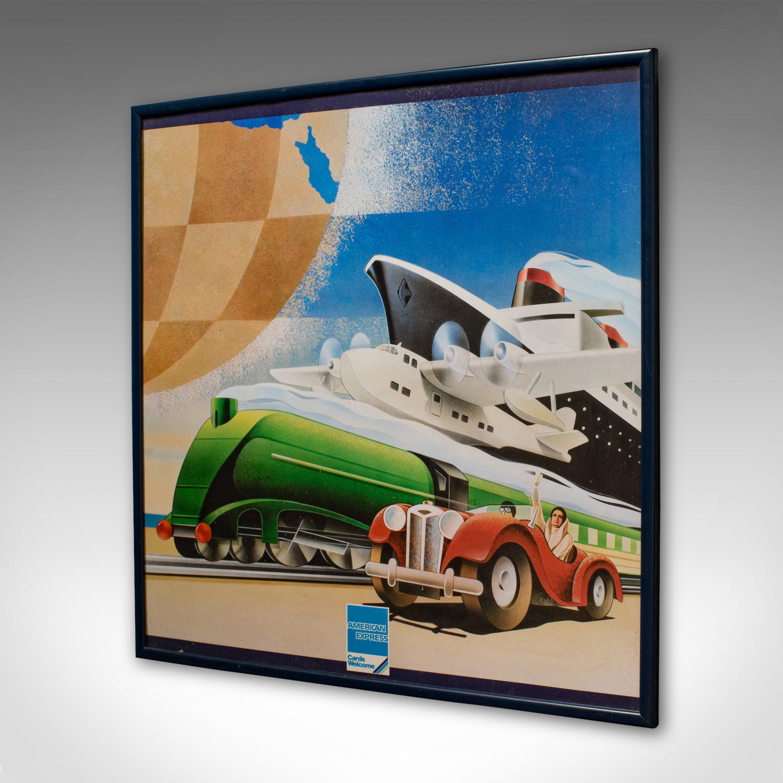 Vintage American Express Print, Enmarcado, Venta al por menor, Publicidad, Póster, Amex Art Decó en venta