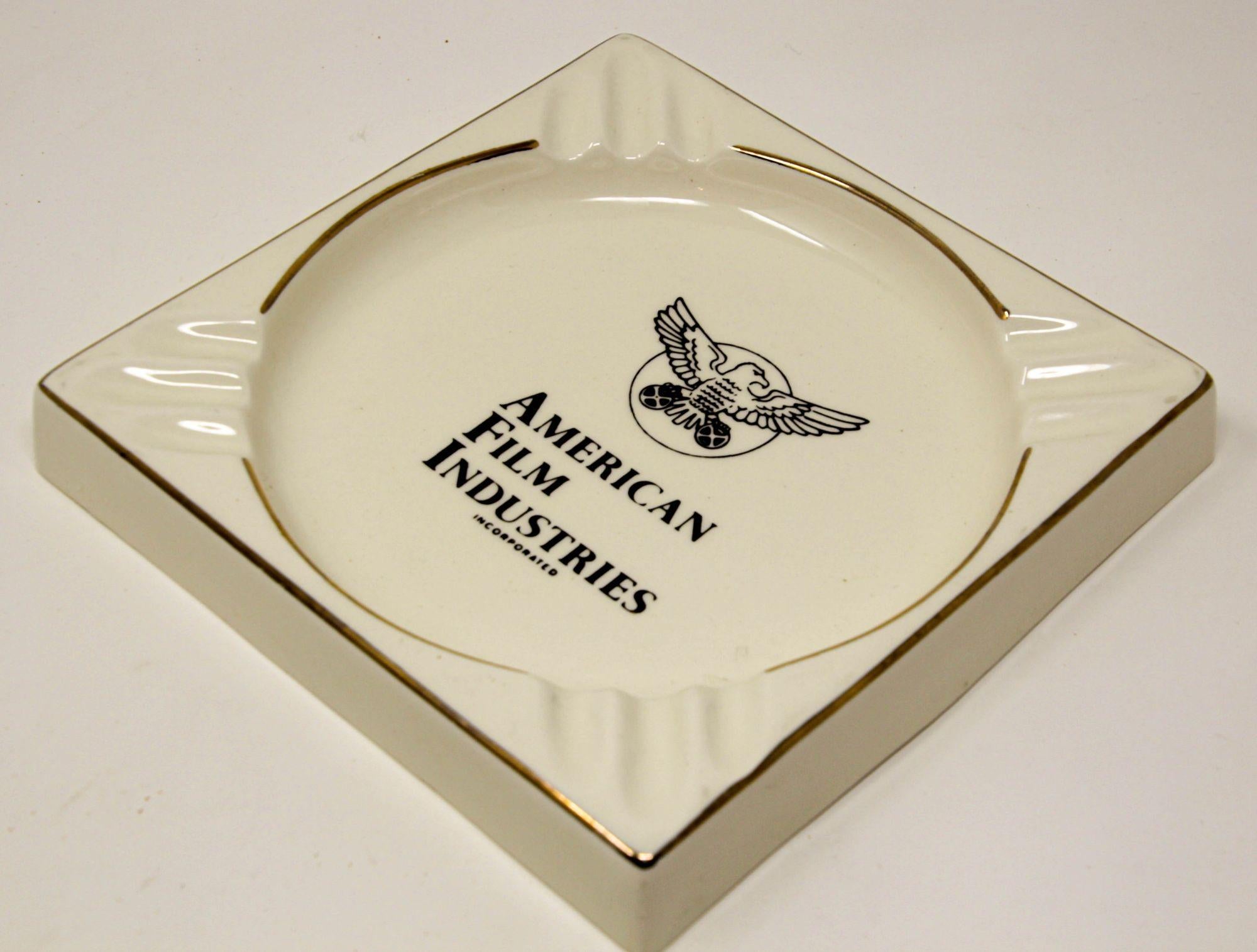 Vintage American Film Industries Incorporated Large Ceramic Ashtray In Good Condition For Sale In North Hollywood, CA