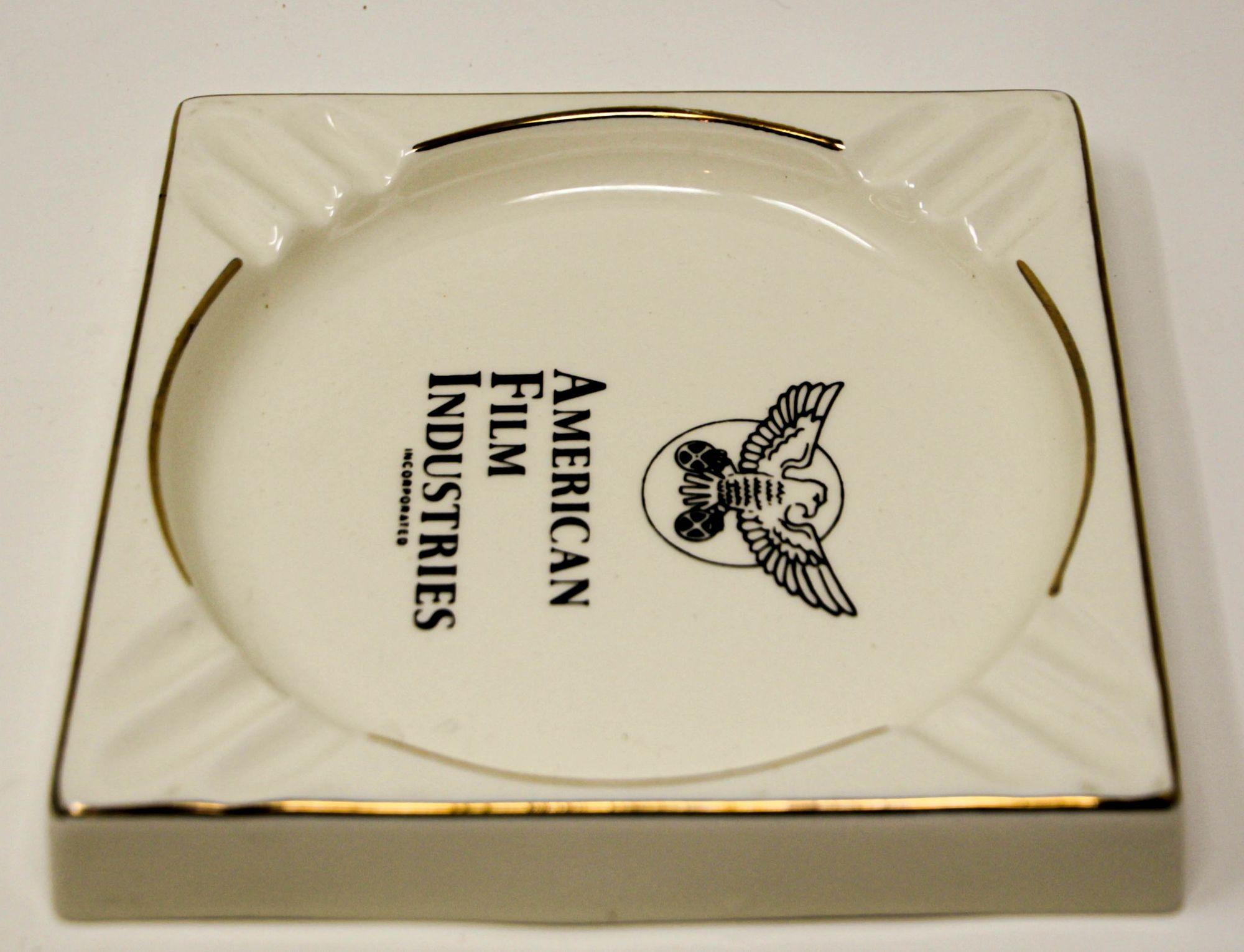 20th Century Vintage American Film Industries Incorporated Large Ceramic Ashtray For Sale
