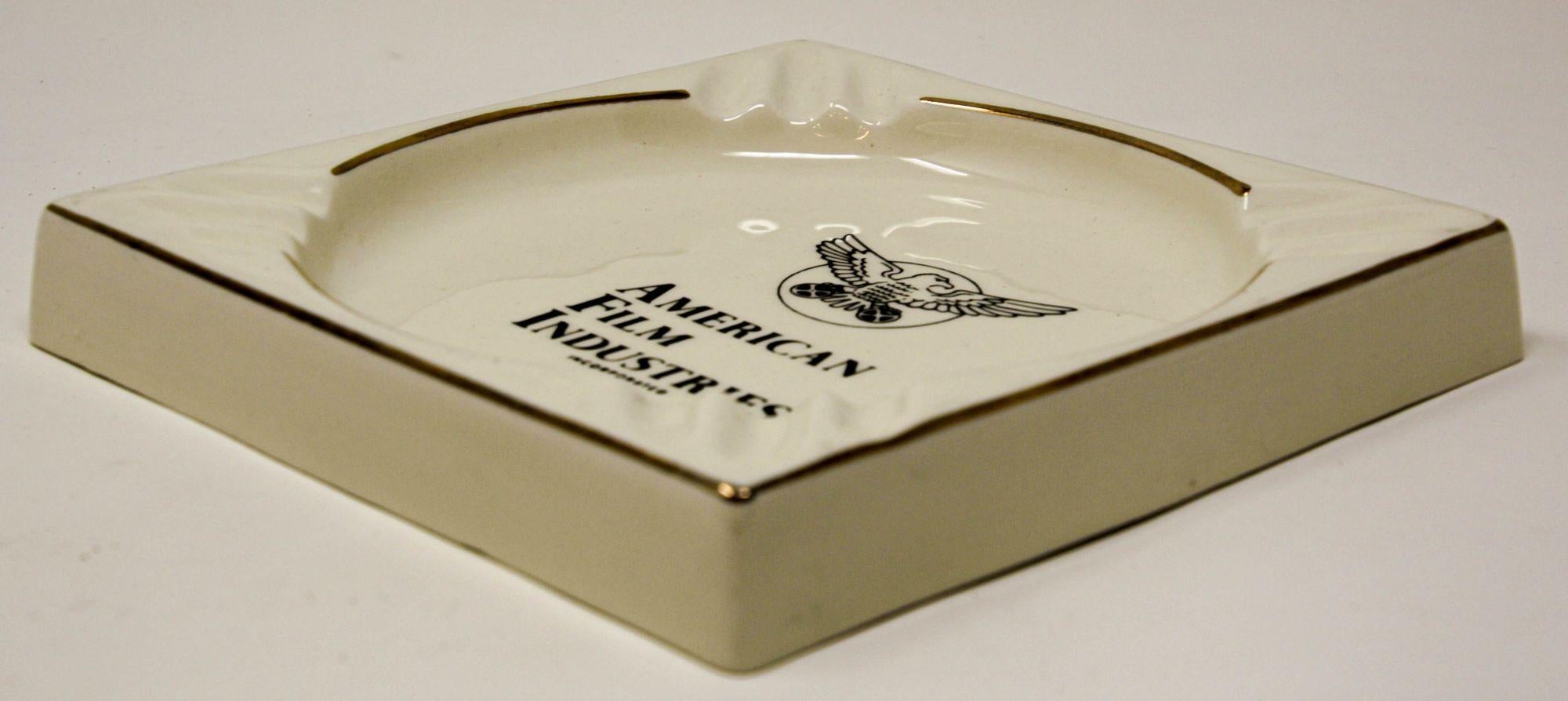 Vintage American Film Industries Incorporated Large Ceramic Ashtray For Sale 1