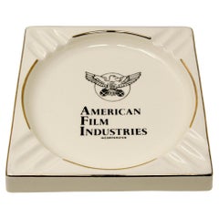 Großer amerikanischer Filmindustrie-Aschenbecher aus Keramik mit Intarsien