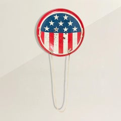 Vintage American Flag Saucer Sled on Custom Wall Mount