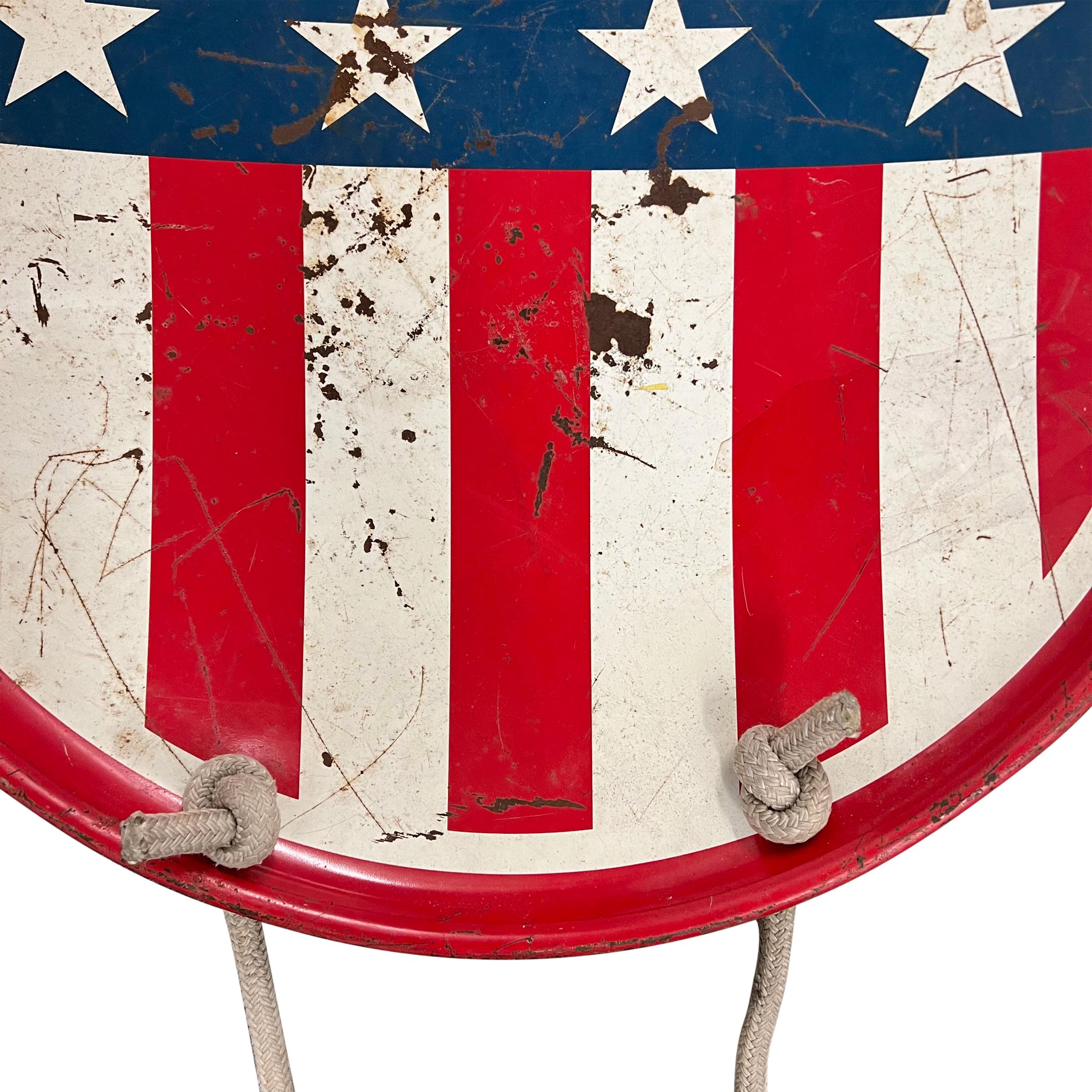 Vintage American Flag Saucer Sled on Custom Wall Mount For Sale 2