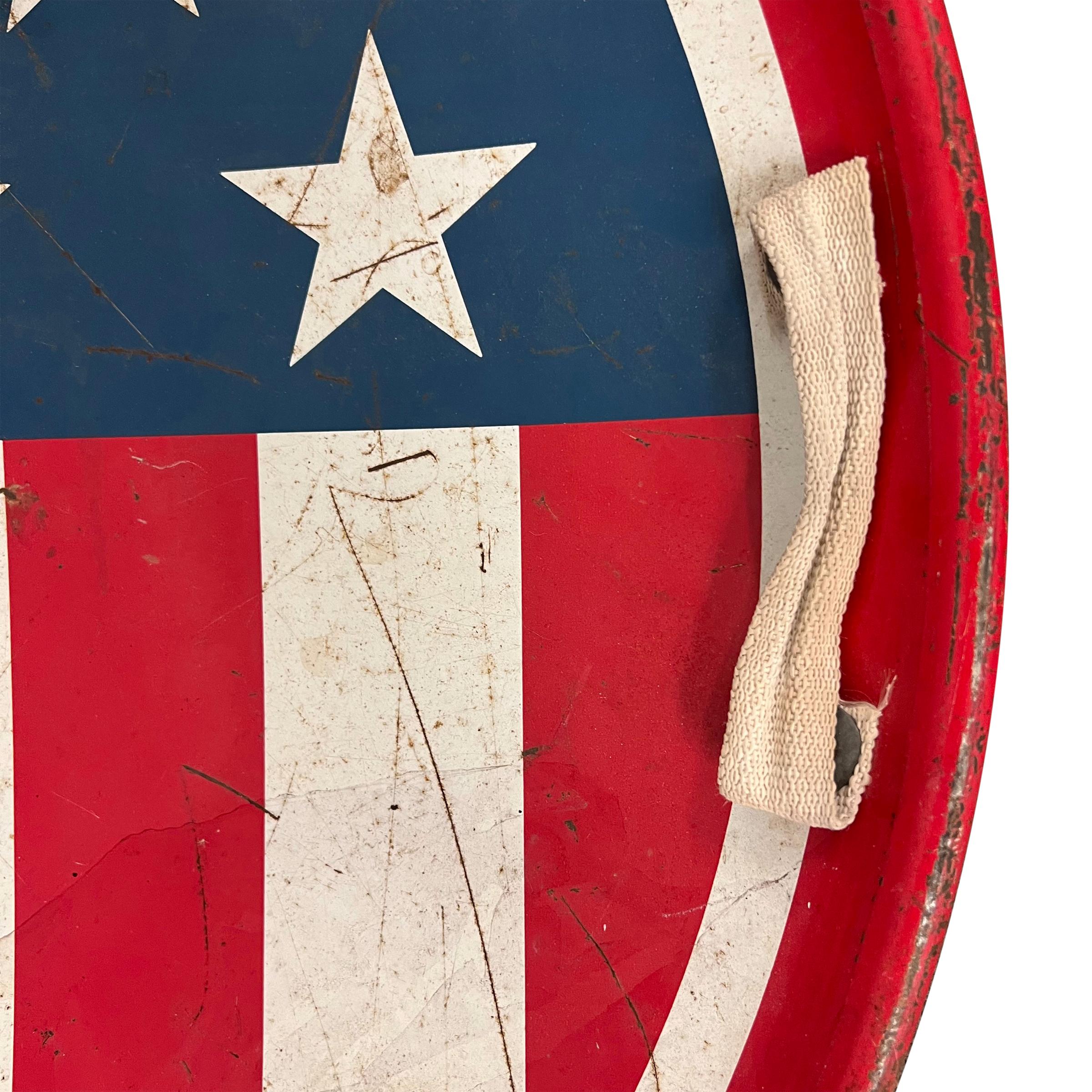 Vintage American Flag Saucer Sled on Custom Wall Mount For Sale 3