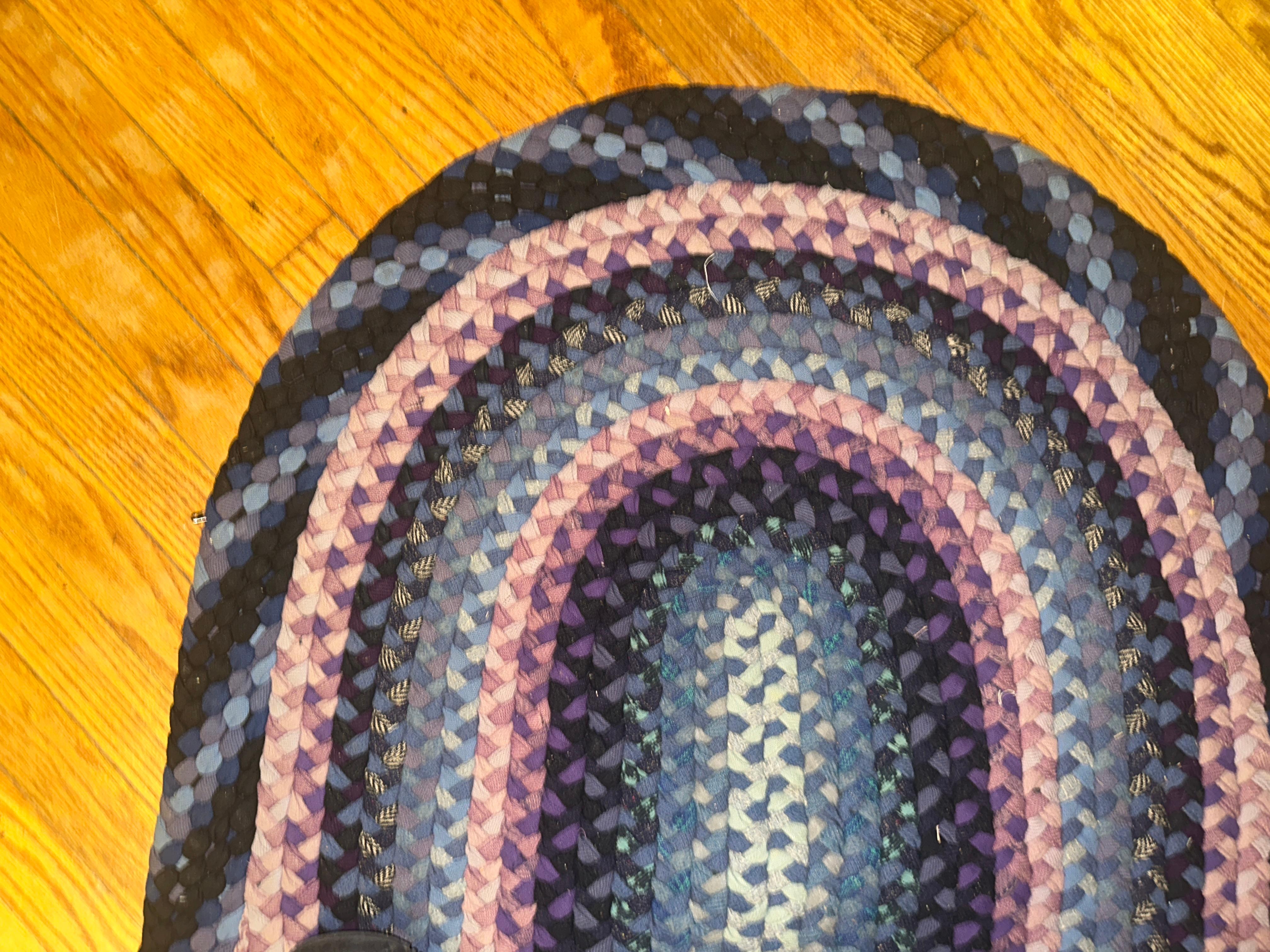 Tapis tressé d'art populaire américain vintage - RR7001 en vente 1