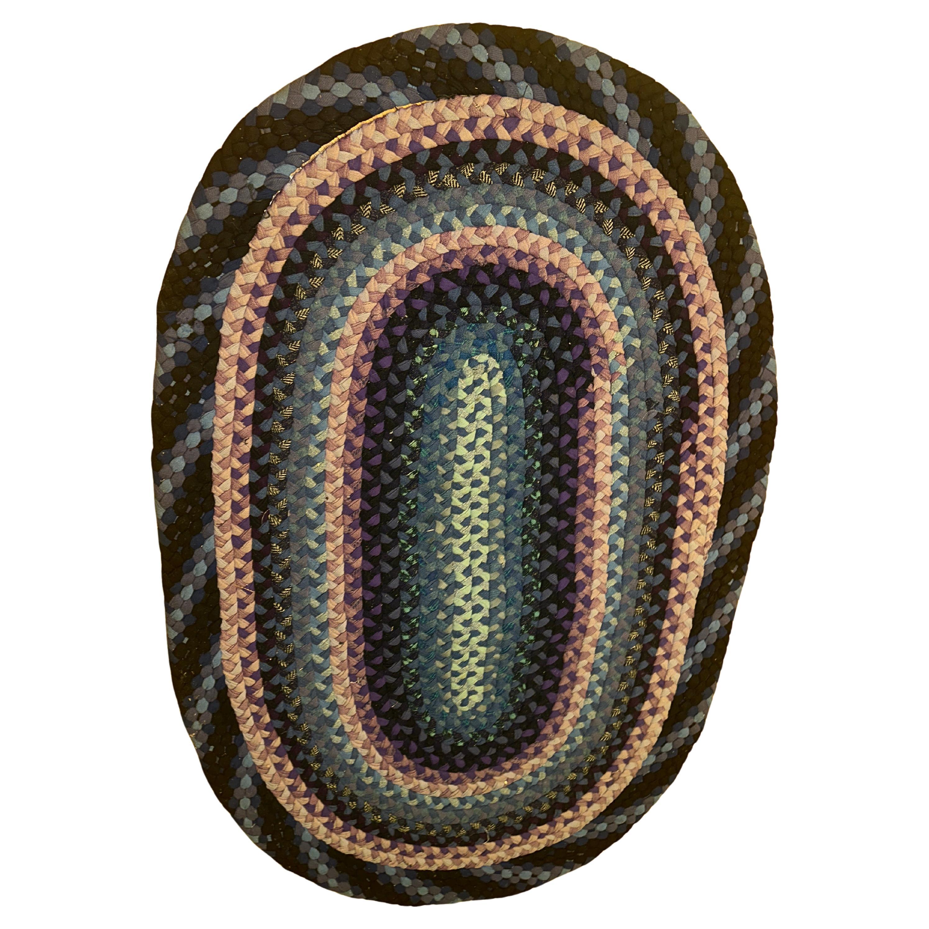 Tapis tressé d'art populaire américain vintage - RR7001 en vente
